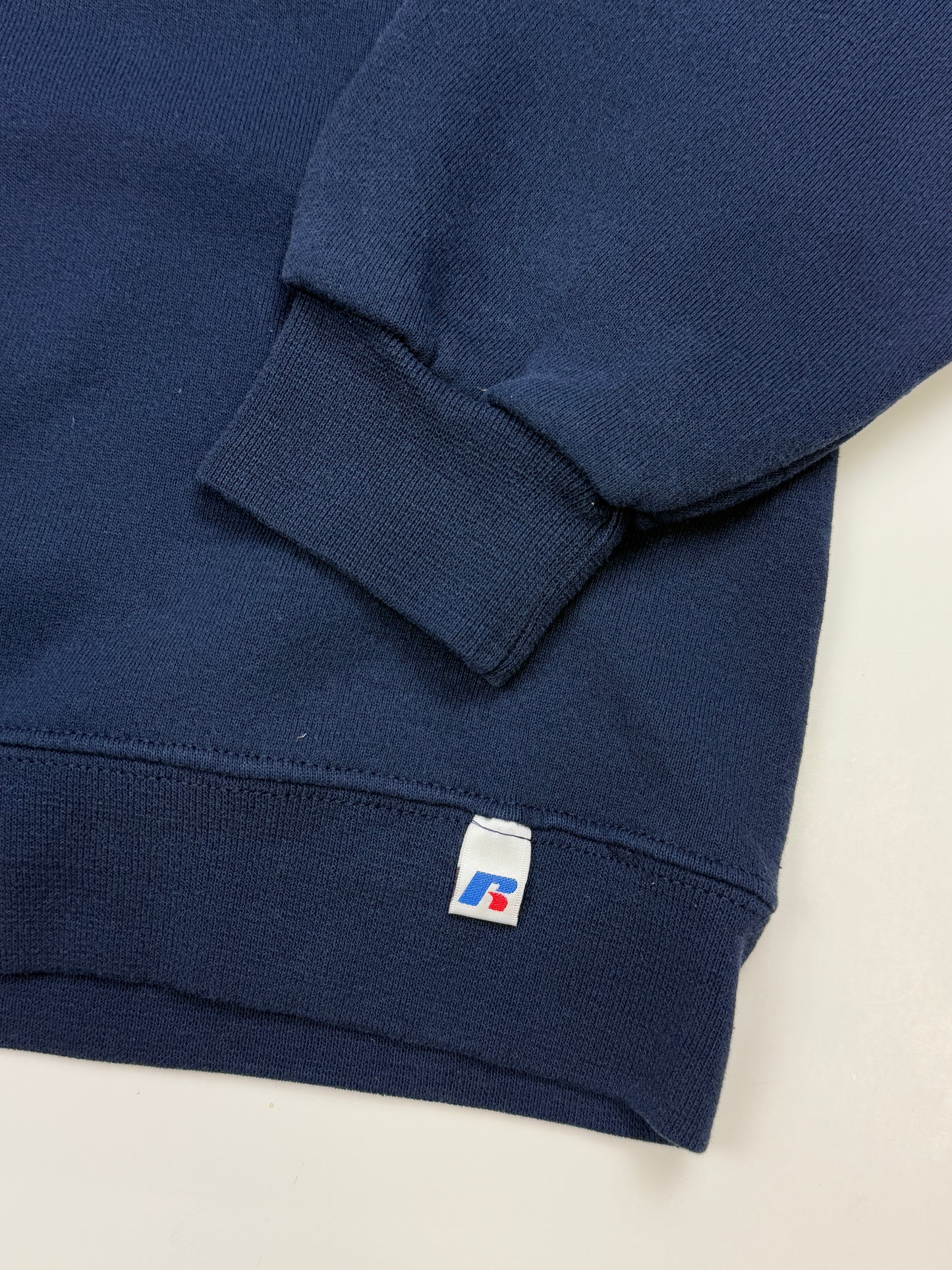 Russell Athletic Cropped Boxy Fit Blank Crewneck Sweatshirt Size M Navy Blue