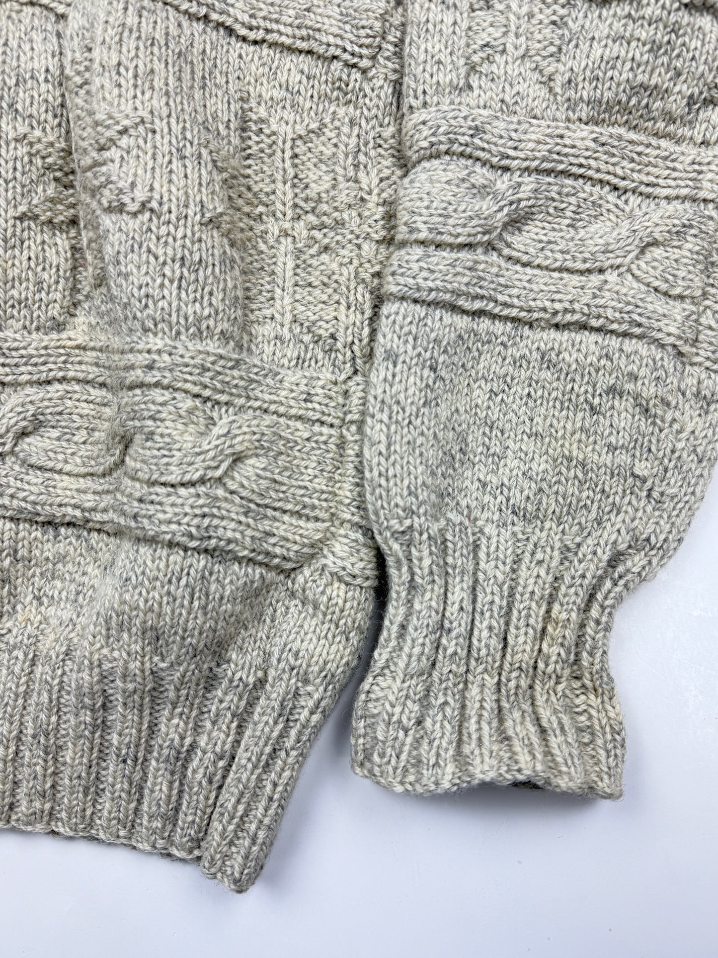 Vintage 90s Polo Ralph Lauren Reindeer Snowflake Wool Hand Knit Cable Sweater Size XL