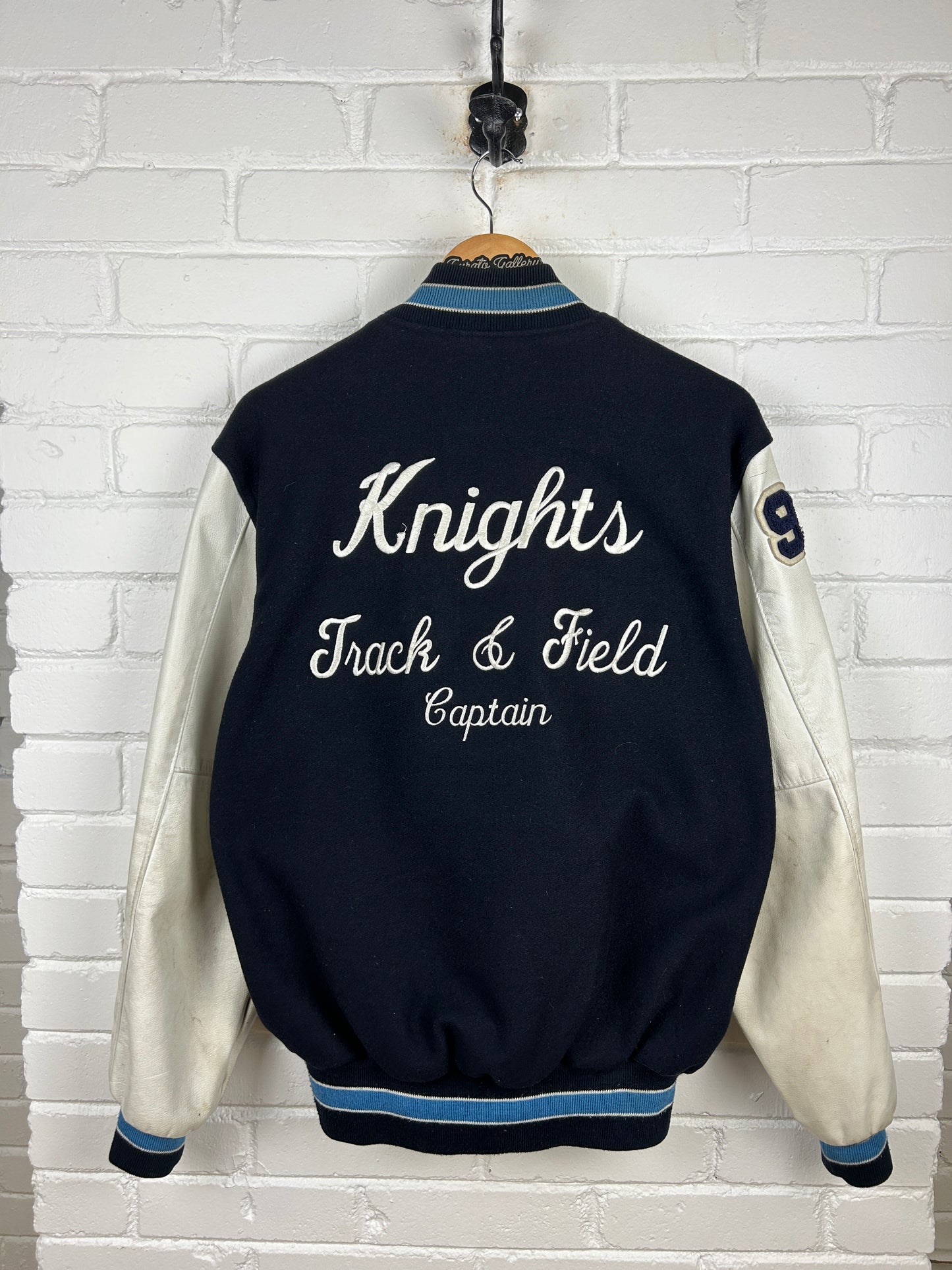 Vintage 90s Stitched Two Tone Wool Varsity Letterman Jacket Size L