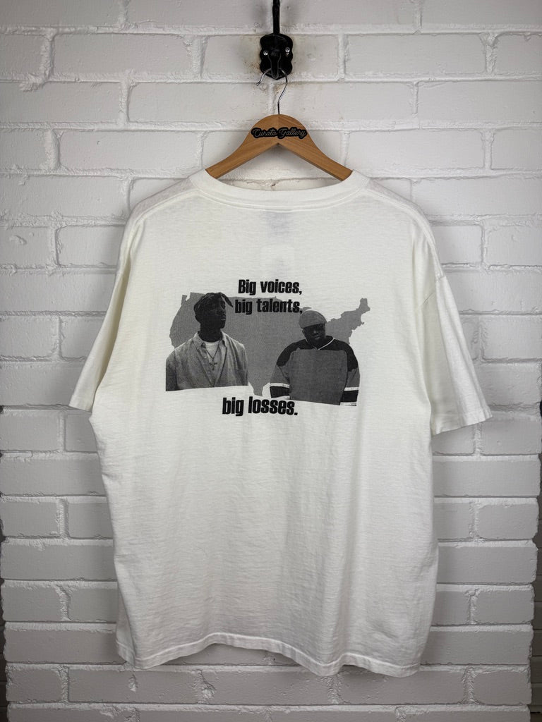Vintage 90s Recognize Big Voices Big Talents Big Losses Tupac Biggie Rap T Shirt Size XL