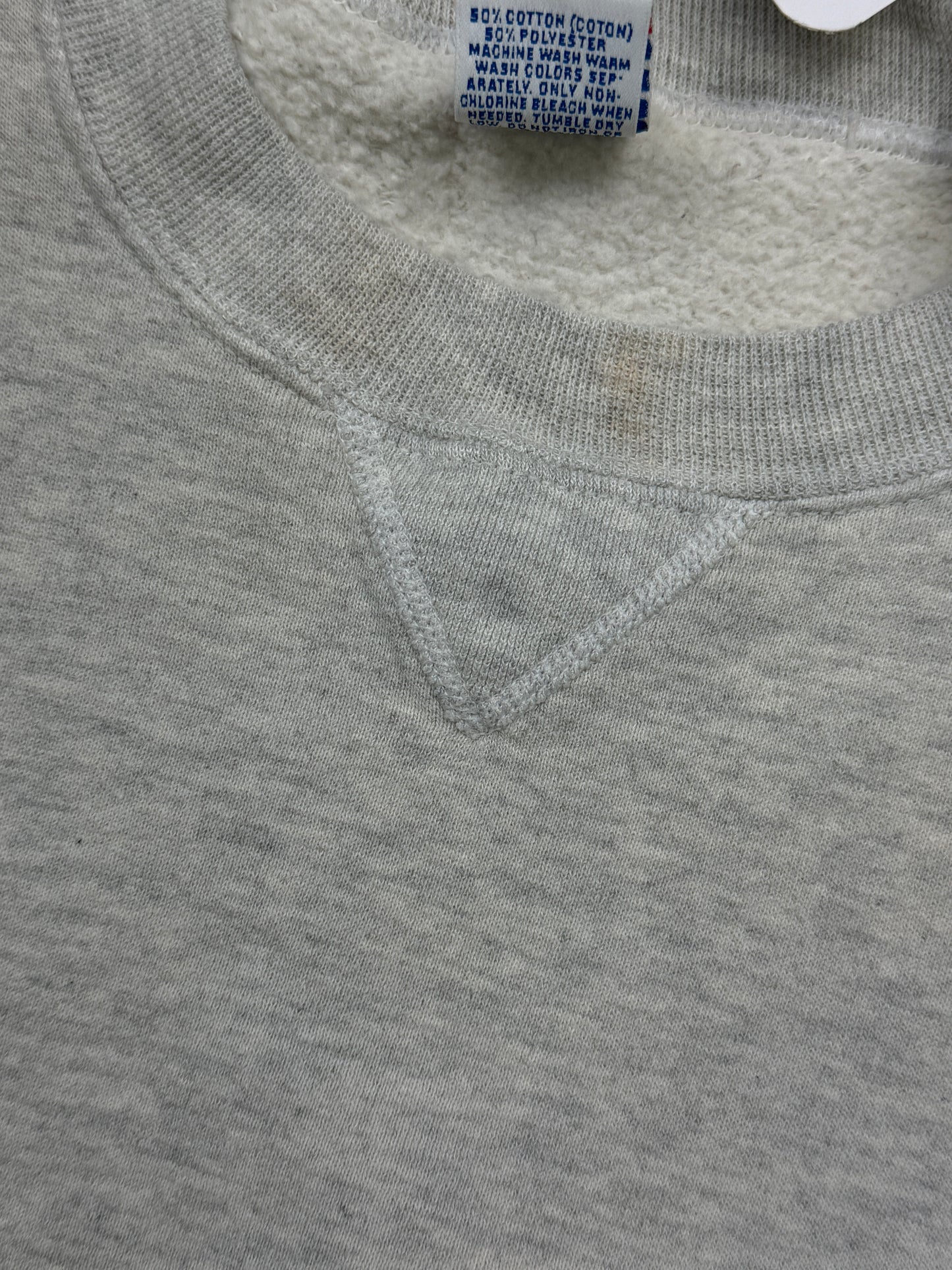 Vintage 90s Russell Athletic Cropped Boxy Fit Blank Crewneck Sweatshirt Size M Heather Gray