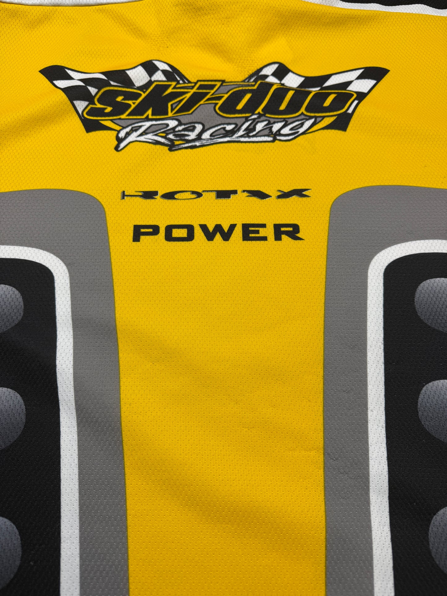 Vintage 90s Ski Doo Racing Rotax Power Snow Gear Jersey Size XL Yellow