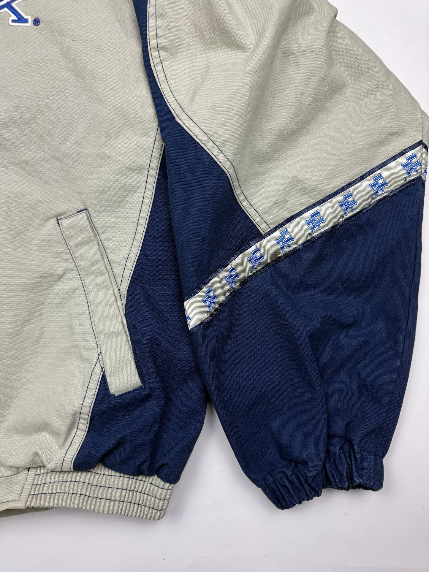 Vintage 90s Kentucky Wildcats UK NCAA Detroit Style Pro Player Light Jacket Size L