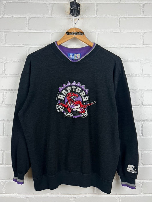 Vintage 90s Toronto Raptors Embroidered Big Logo Starter Sweatshirt Size M