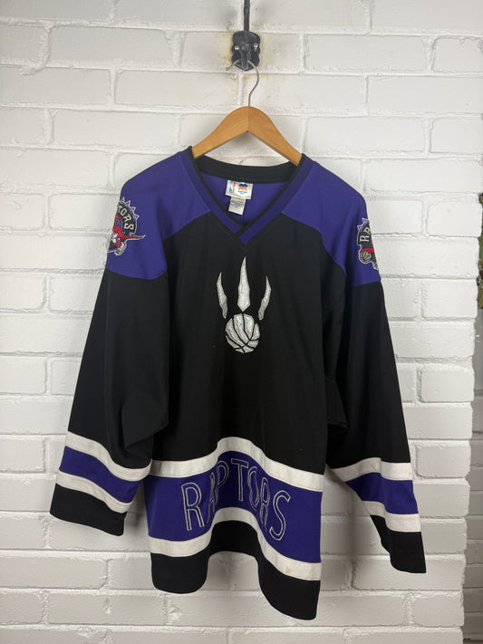 Vintage 90s Toronto Raptors Stitched Mighty Mack Hockey Jersey Size Youth L
