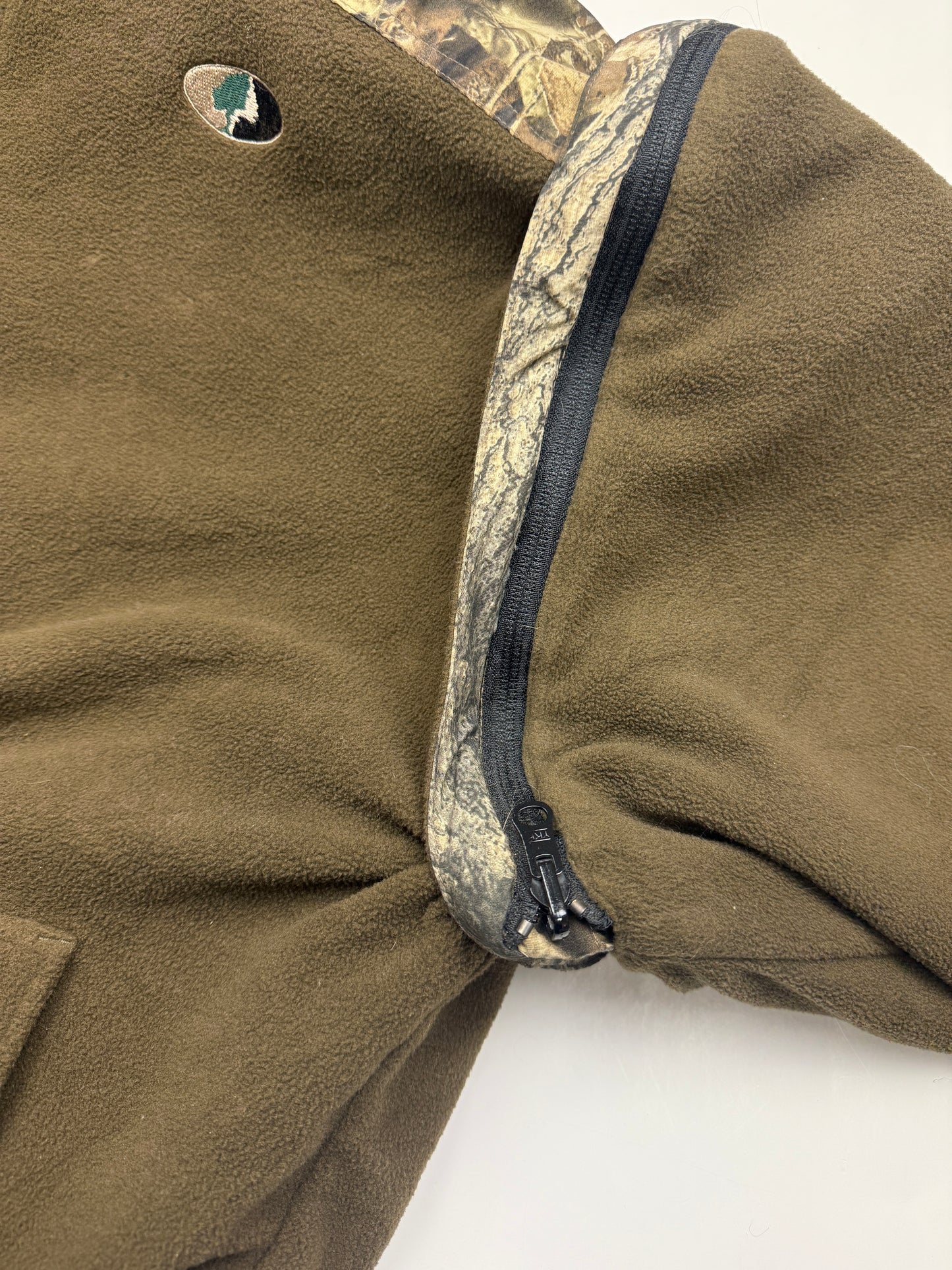 Vintage Mossy Oak Break Up Tree Camo Nylon Fleece Reversible Convertible Vest Jacket Size XXL