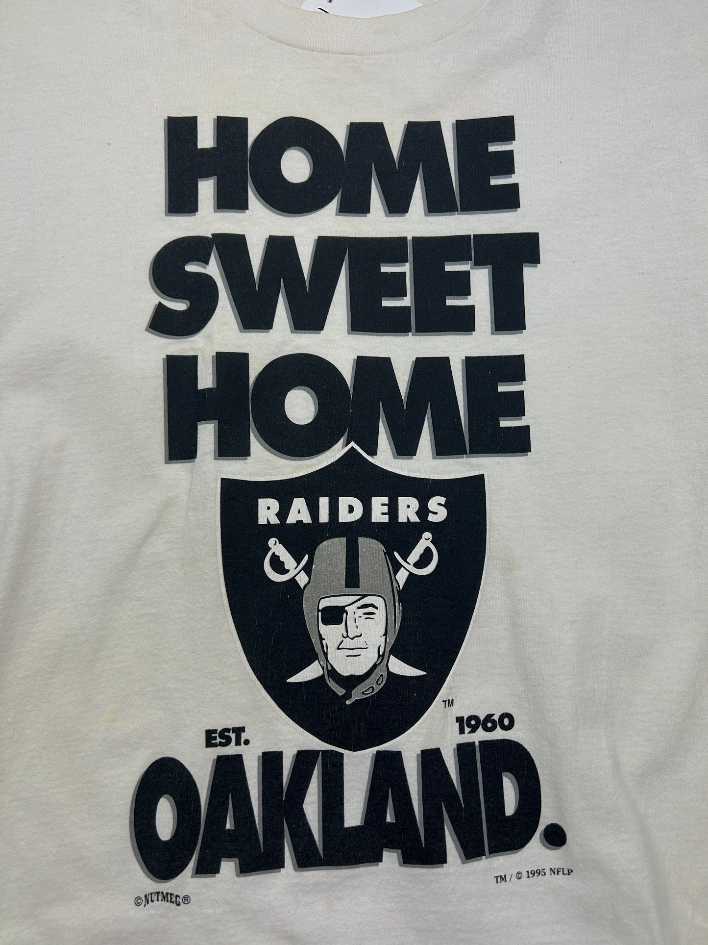 Vintage 1995 Oakland Raiders Home Sweet Home NFL Nutmeg T Shirt Size M 90s