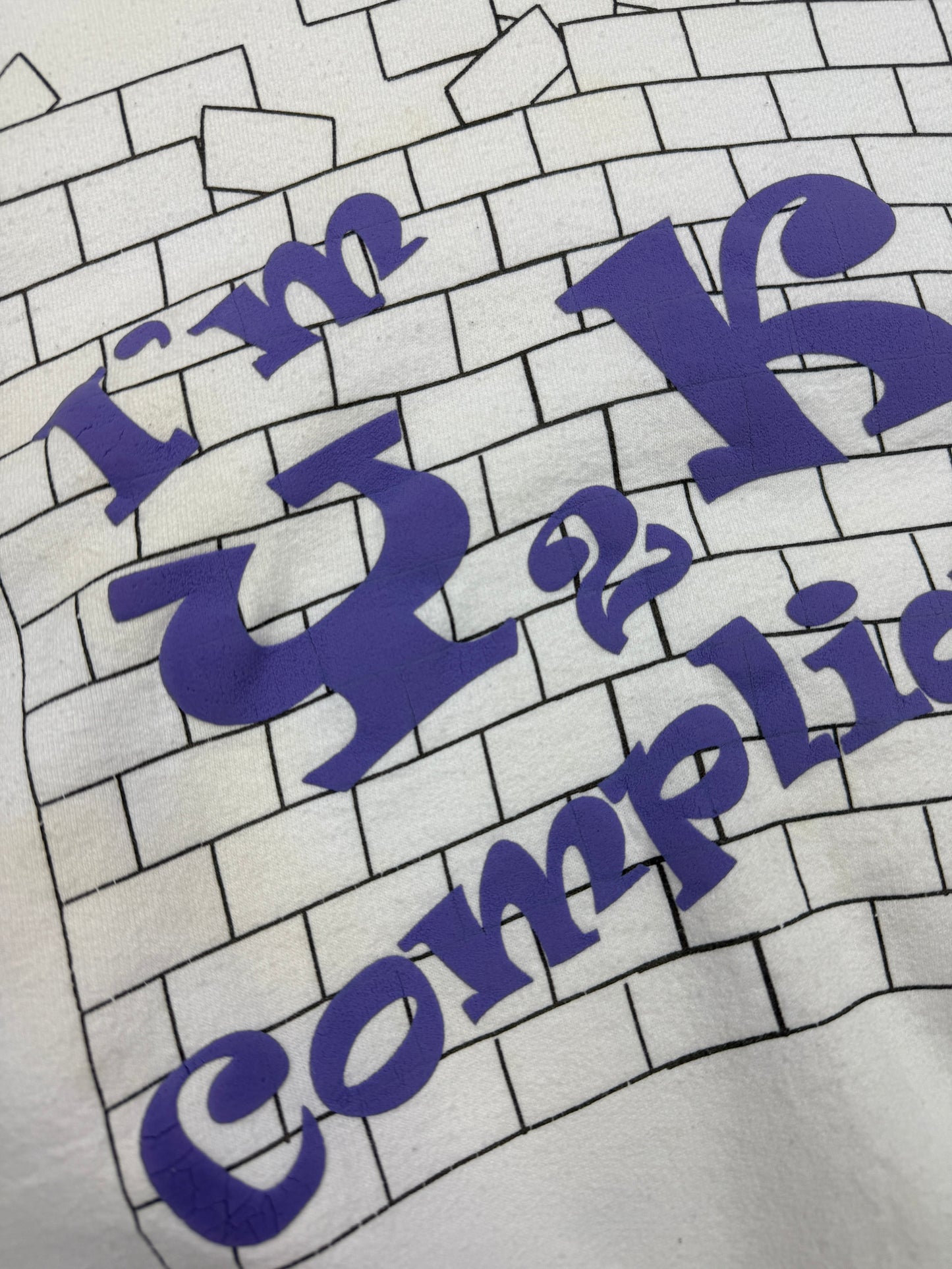 Vintage Im Y2K Compliant Puff Print Graphic Crewneck Sweatshirt Size XL