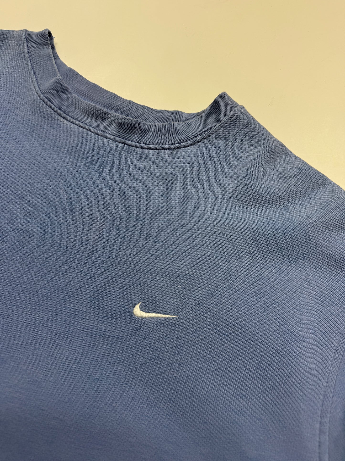 Vintage Y2K Nike Embroidered Mini Swoosh Crewneck Sweatshirt Size XXL Baby Blue