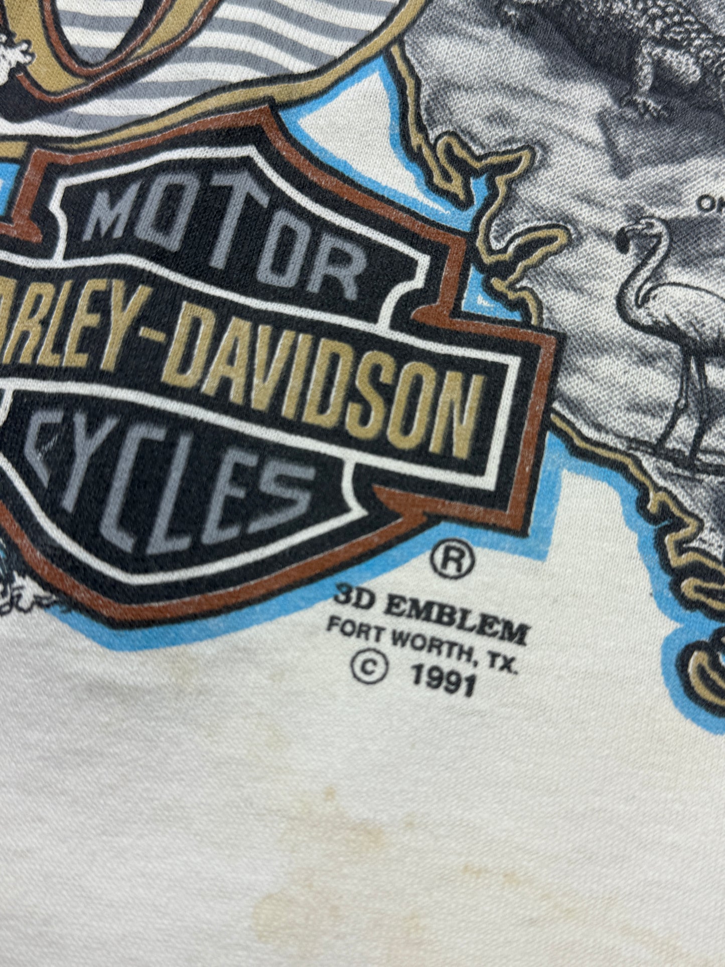 Vintage 1991 Harley Davidson 3D Emblem Dayton Bach Bike Week 50 Years T Shirt Size L 90s