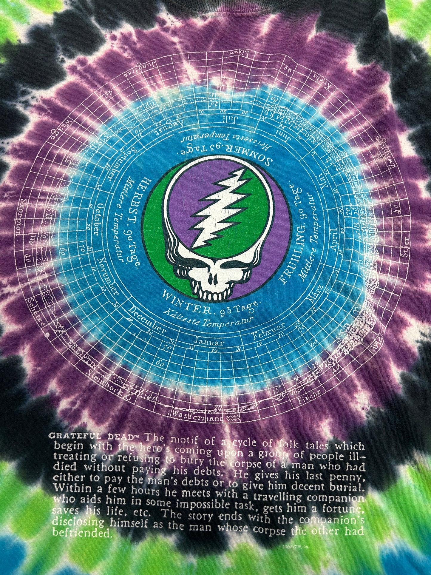 Vintage 2000 Grateful Dead 25 Tie-Dye Band Music Graphic T-Shirt Size XL