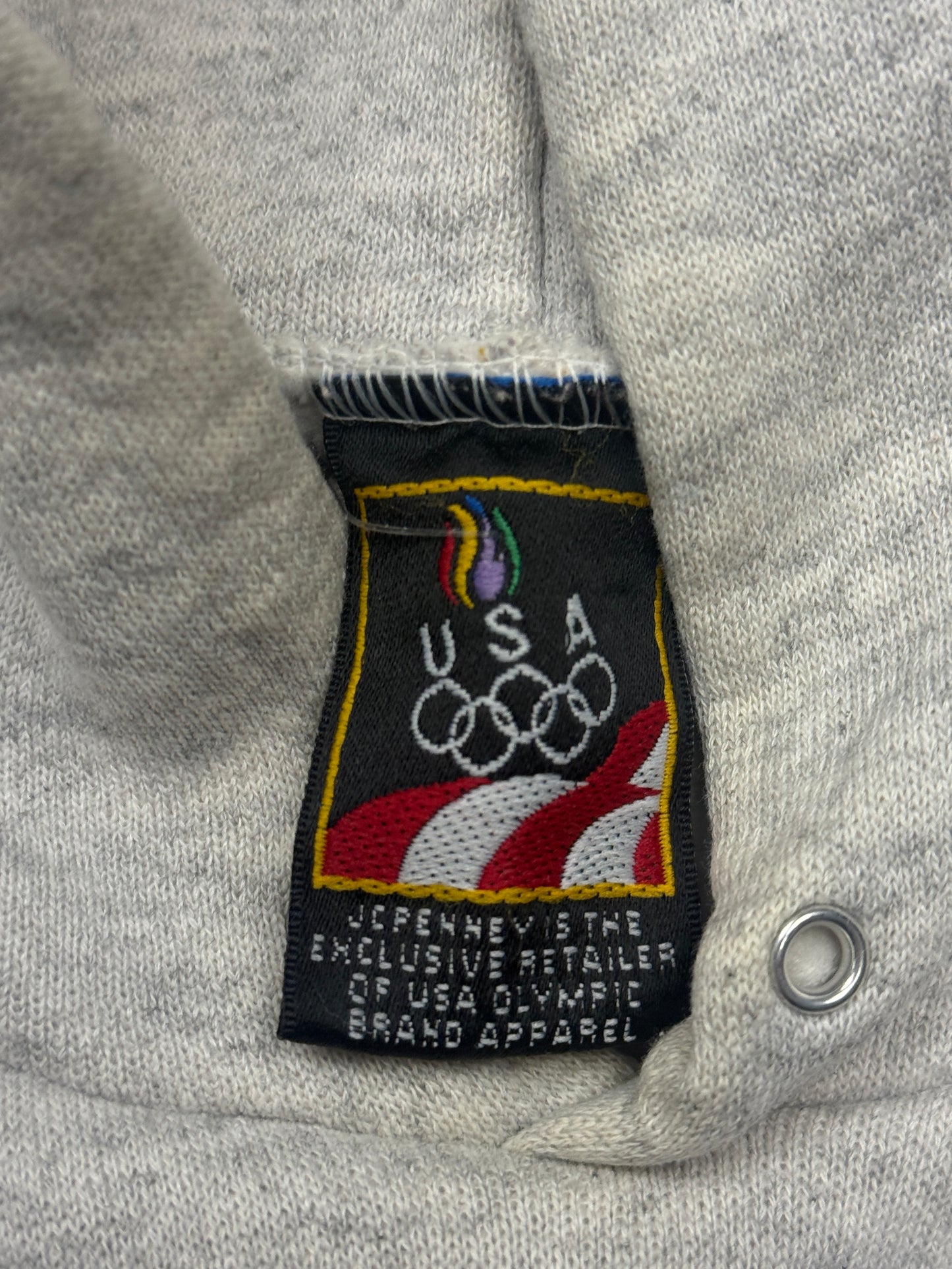 Vintage 90s USA Olympics Embroidered Spell Out Hooded Sweatshirt Size S