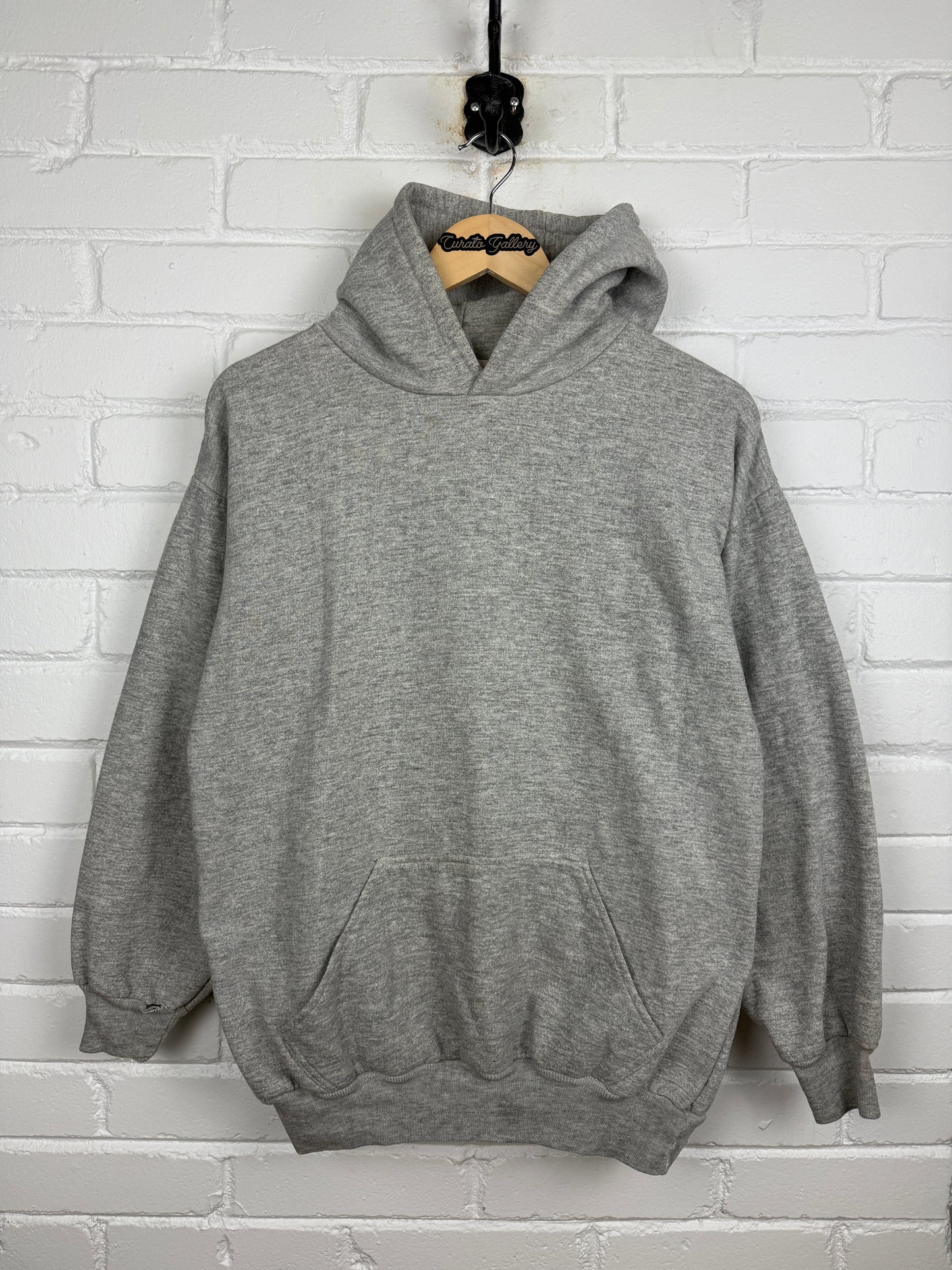Vintage 80s Wear Guard Thermal Lined Blank Heather Gray Hooded Sweatshirt Size L