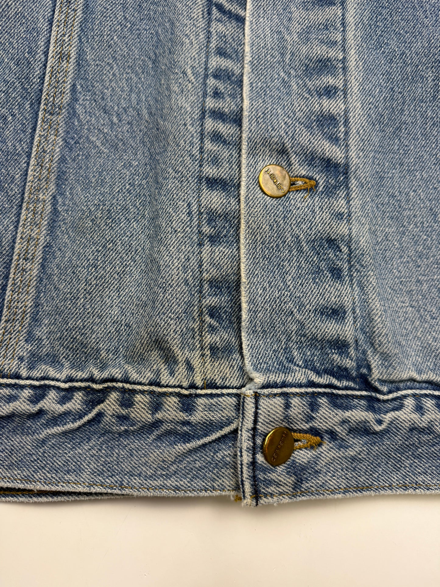 Vintage 90s Carhartt Light Wash Trucker Denim Jean Jacket Size XXL J-12