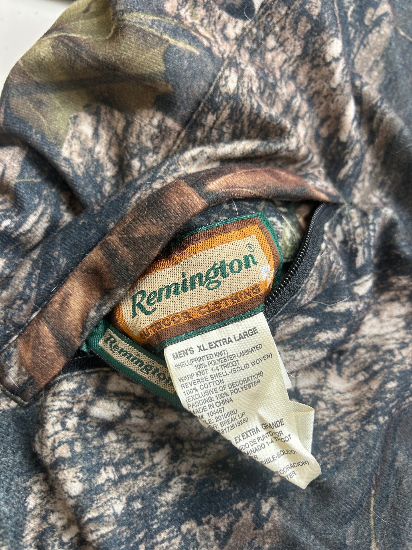 Remington Mossy Oak Break Up Camo Reversible Canvas Insulated Bomber Jacket Size XL