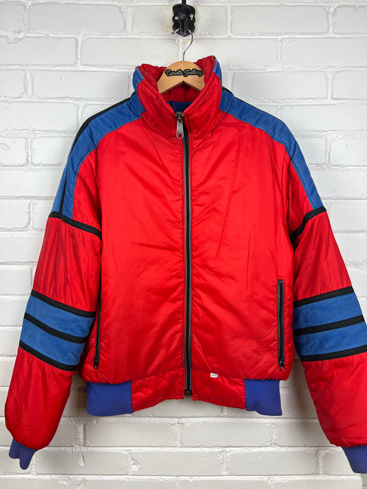 Vintage 80s Levis Corduroy Multicolour Insulated Puffer Bomber Jacket Size L