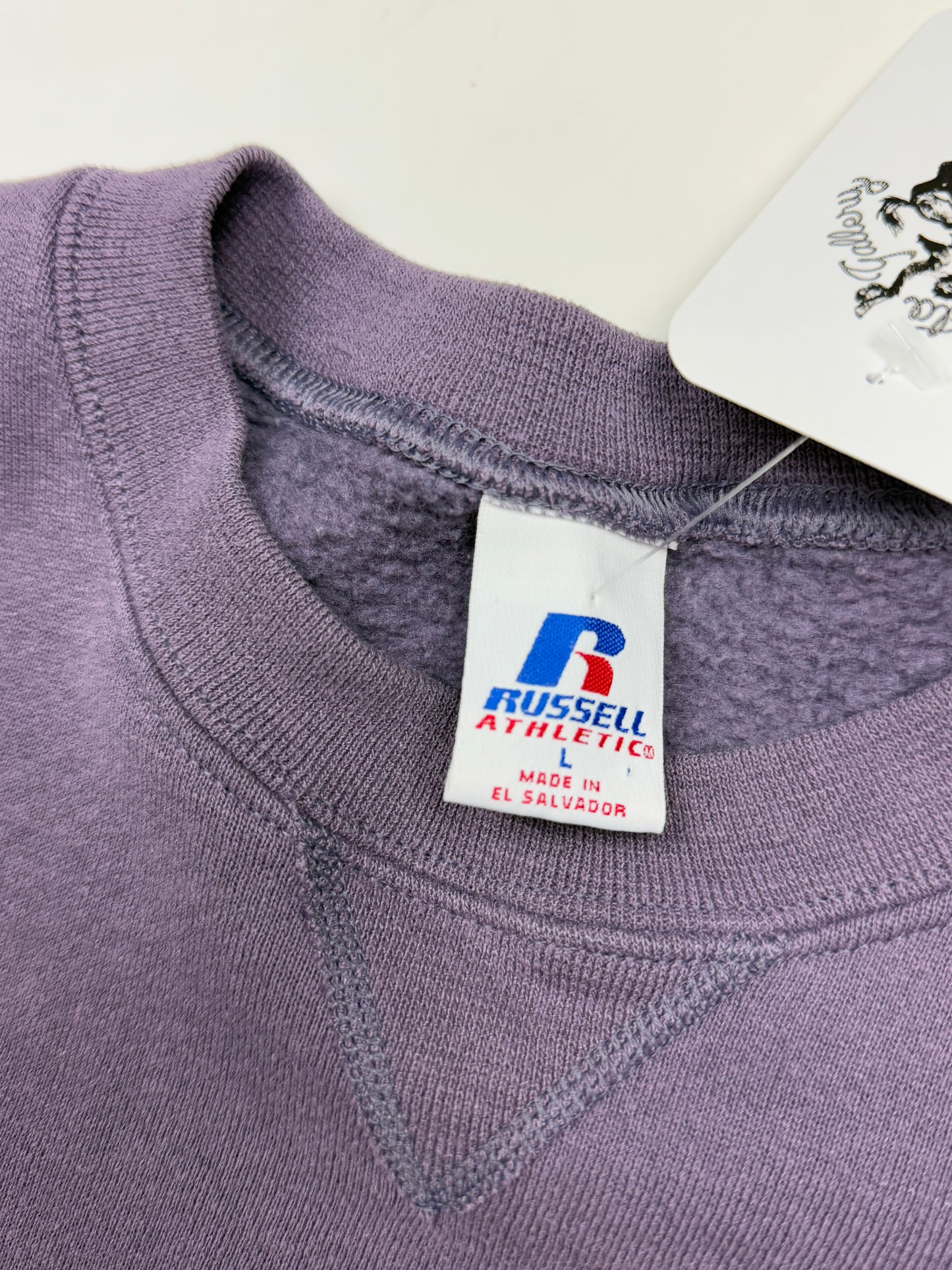 Russell Athletic Cropped Boxy Fit Blank Crewneck Sweatshirt Size L Violet Purple