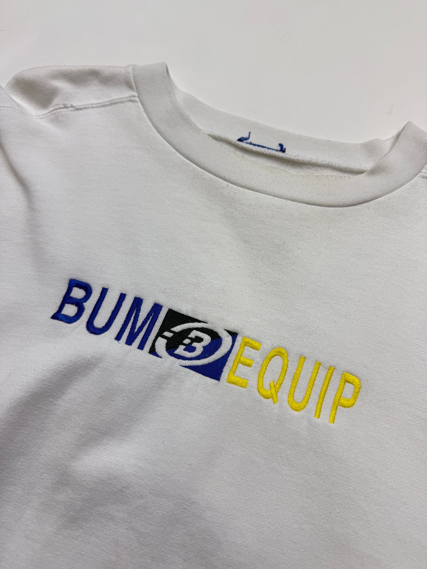 Vintage 90s Bum Equipment Embroidered Spell Out Logo Crewneck Sweatshirt Size XL