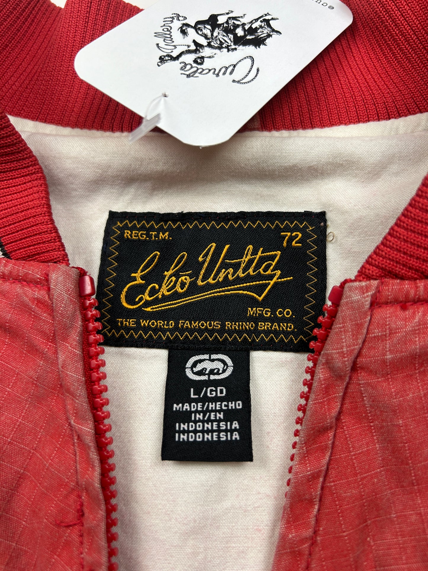 Vintage Y2K Ekko UNLTD Stitched Logo Two Tone Bomber Jacket Size L