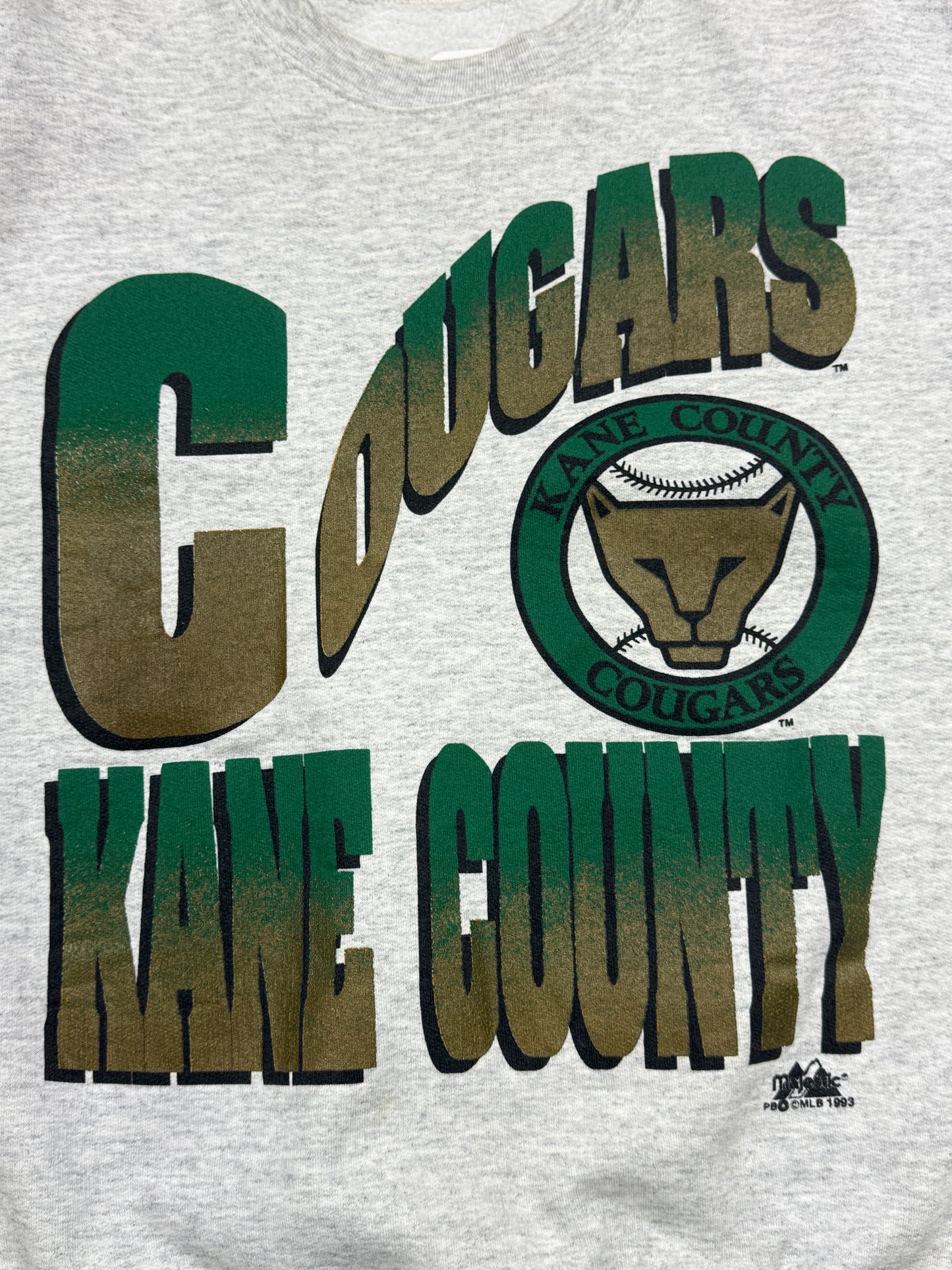 Vintage 1993 Kane County Cougars AAPB Baseball Big Graphic Crewneck Sweatshirt Size M 90s