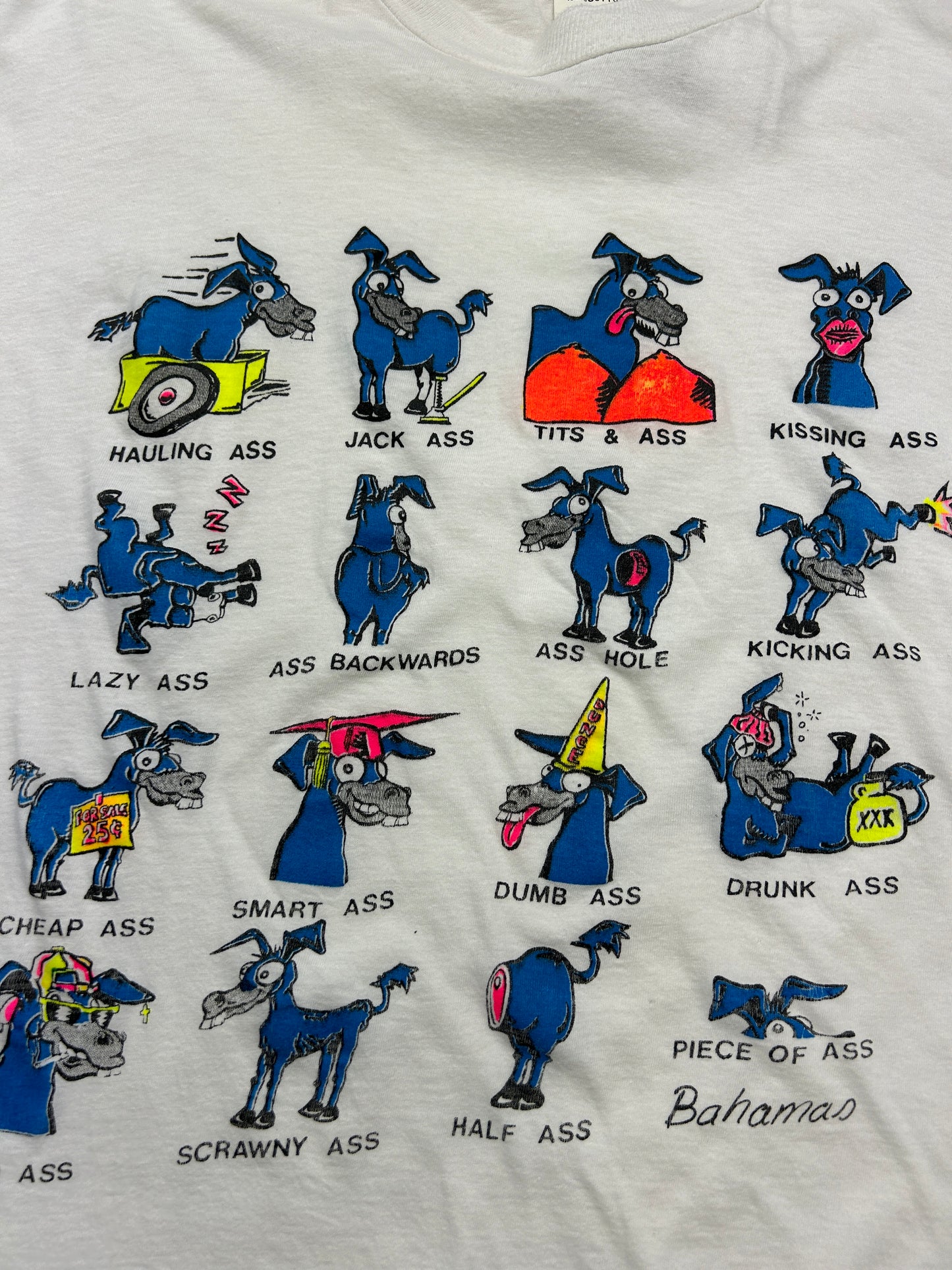 Vintage 90s Donkey Ass Parody Vacation T Shirt Size L