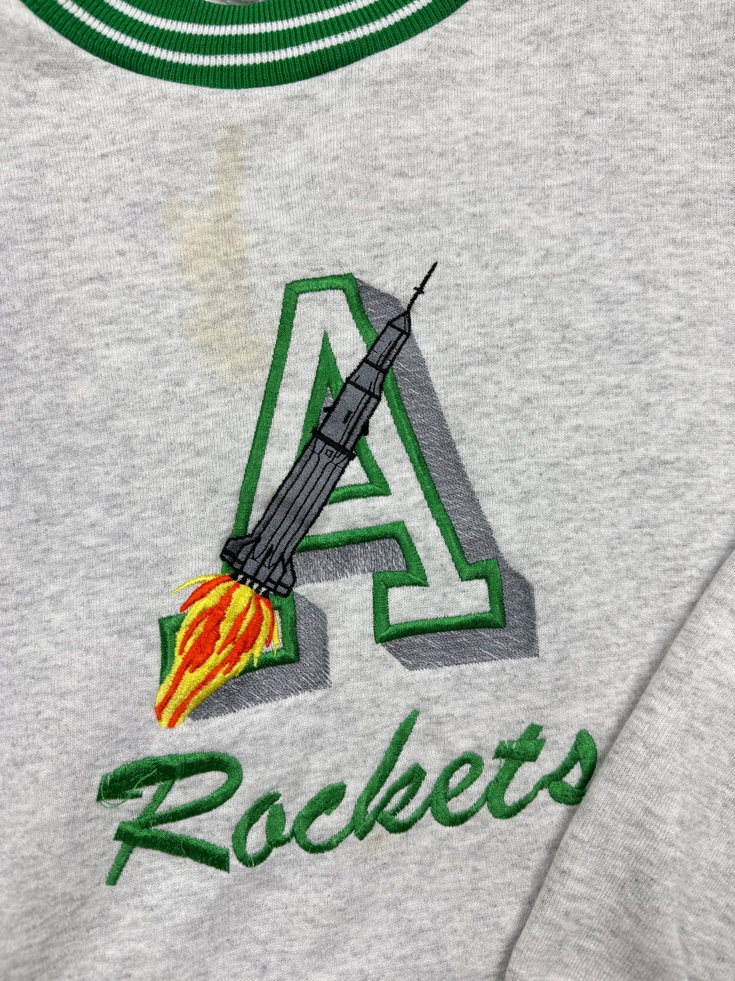 Vintage 90s A Rockets Spaceship Embroidered Sweatshirt Size L