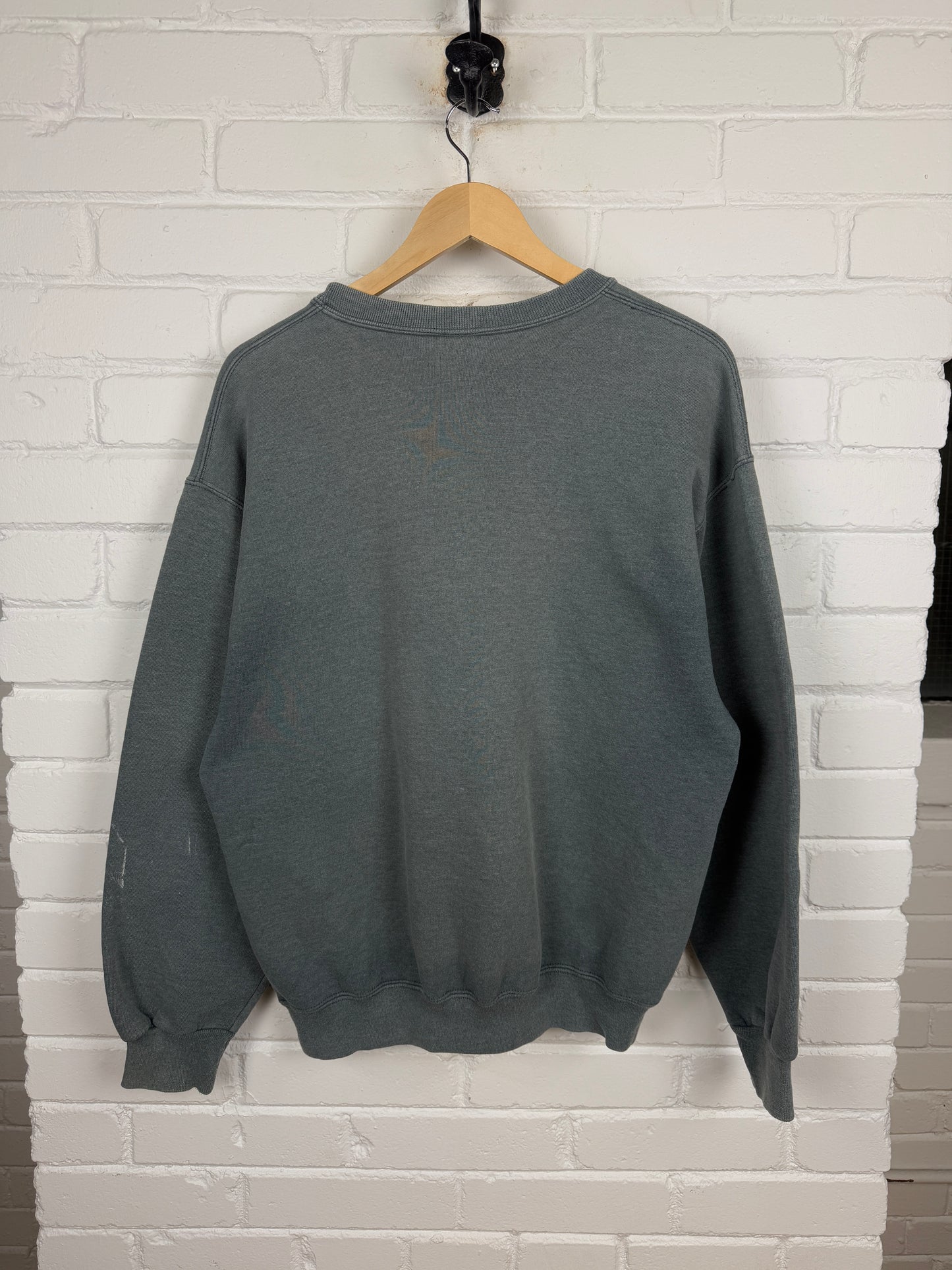 Russell Athletic Cropped Boxy Fit Blank Crewneck Sweatshirt Size L Blue Tone