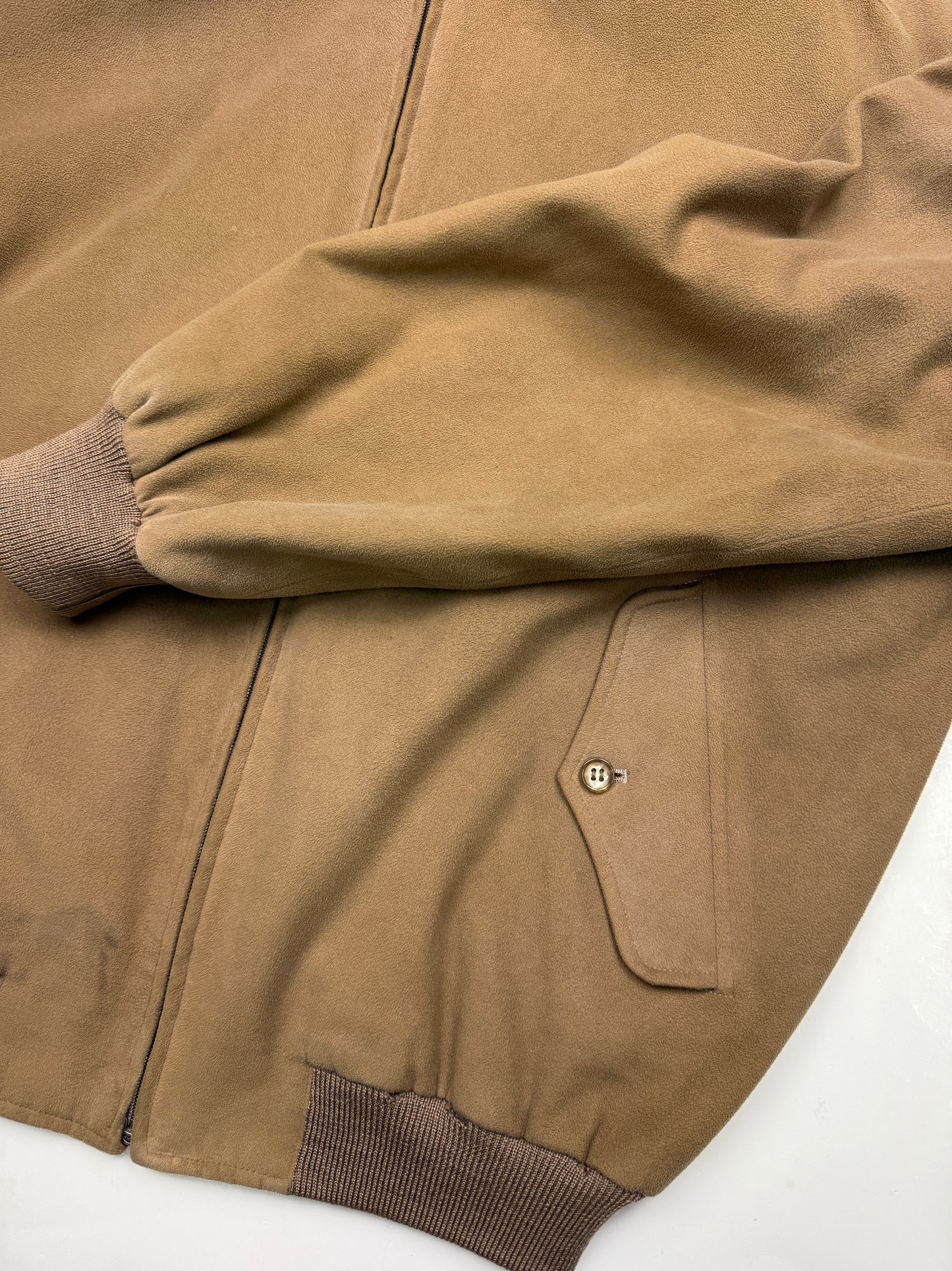 Vintage 80s/90s Harry Rosen Satin Lined Suede Bomber Size 44 XL