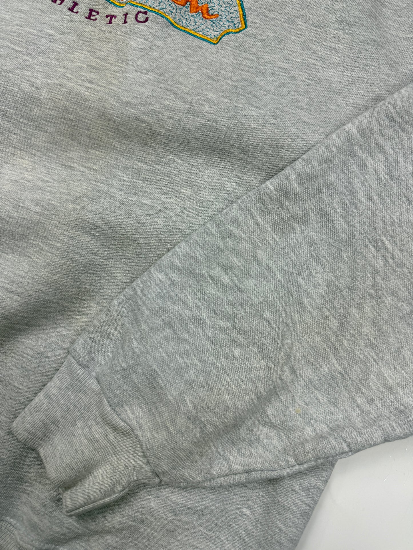 Vintage 90s Champion Embroidered Spell Out Crewneck Sweatshirt Size XL Heather Gray