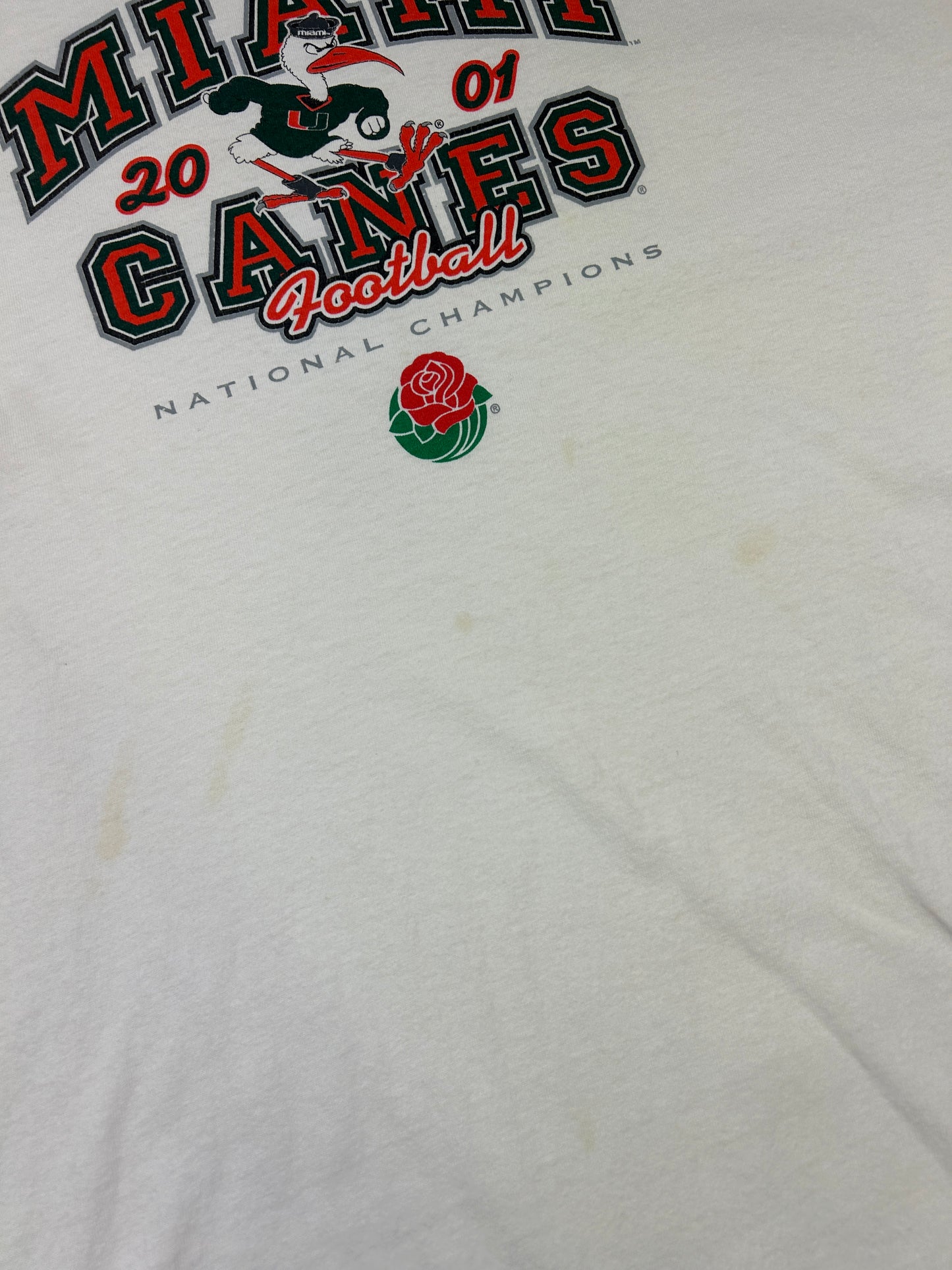 Vintage 2001 Miami Hurricanes National Champs Football Champion T Shirt Size XXL