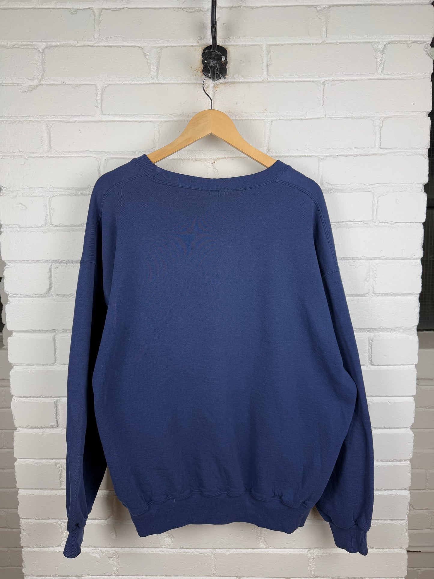 Vintage Russell Athletic Cropped Boxy Fit Blank Crewneck Sweatshirt Size XXL Faded Blue
