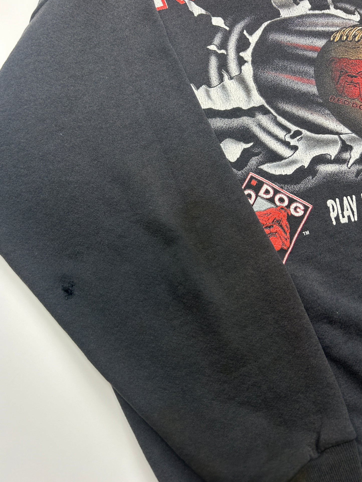 Vintage 1995 Red Dog Football Chest Buster Play Hard Graphic Sweatshirt Size XL 90s