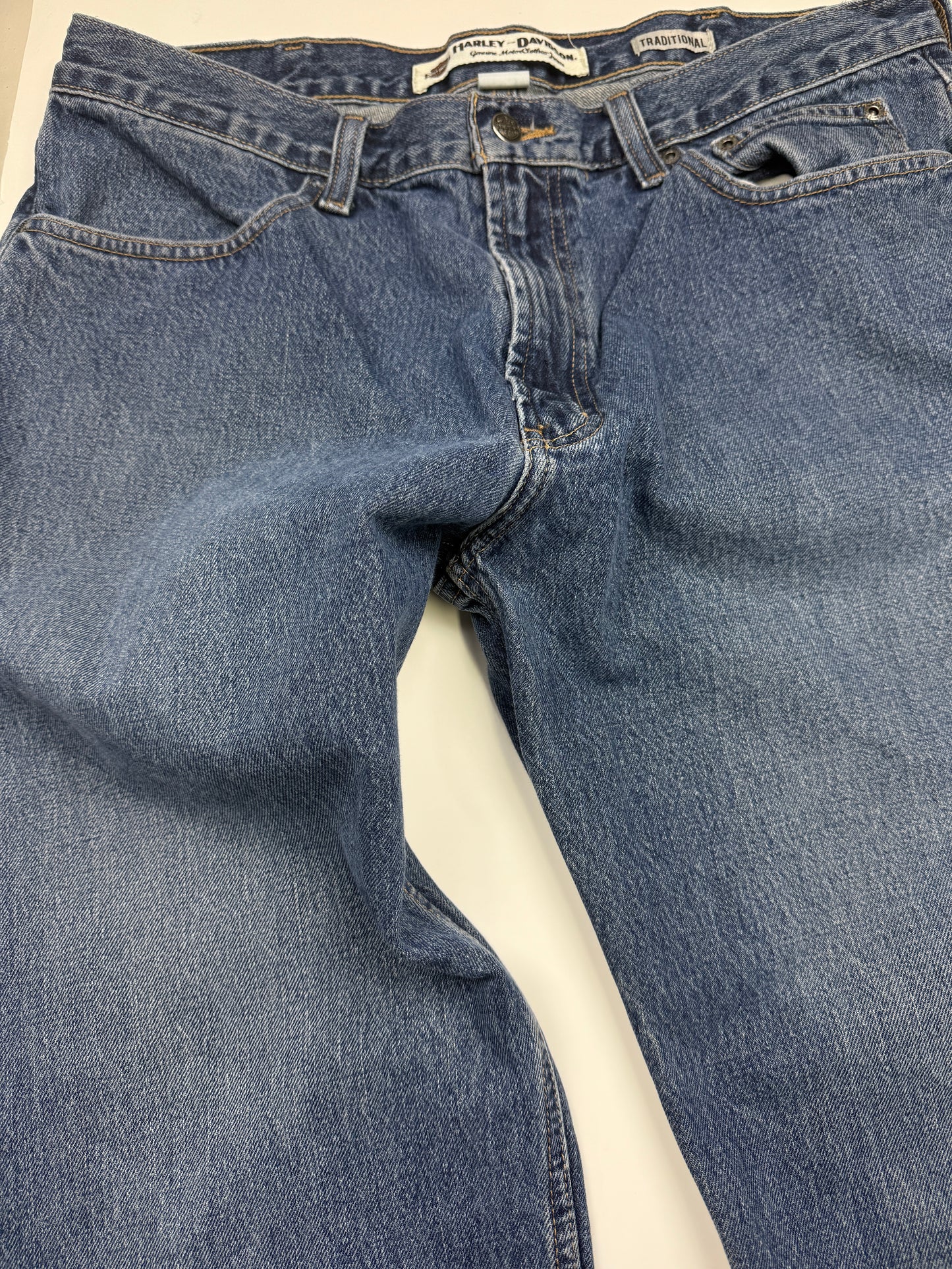 Harley Davidson Motorcycles Traditional Stonewash Denim Jeans Pants Size 38W