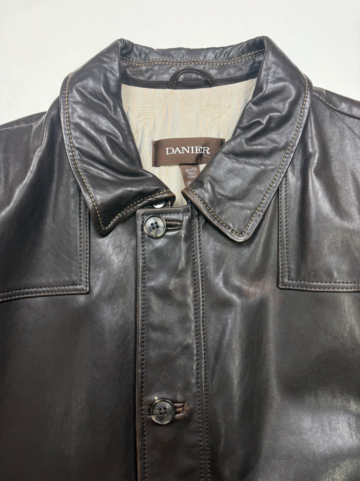 Vintage Danier Leather Insulated Long Full Zip Button Up Long Trench Leather Jacket Size XLT