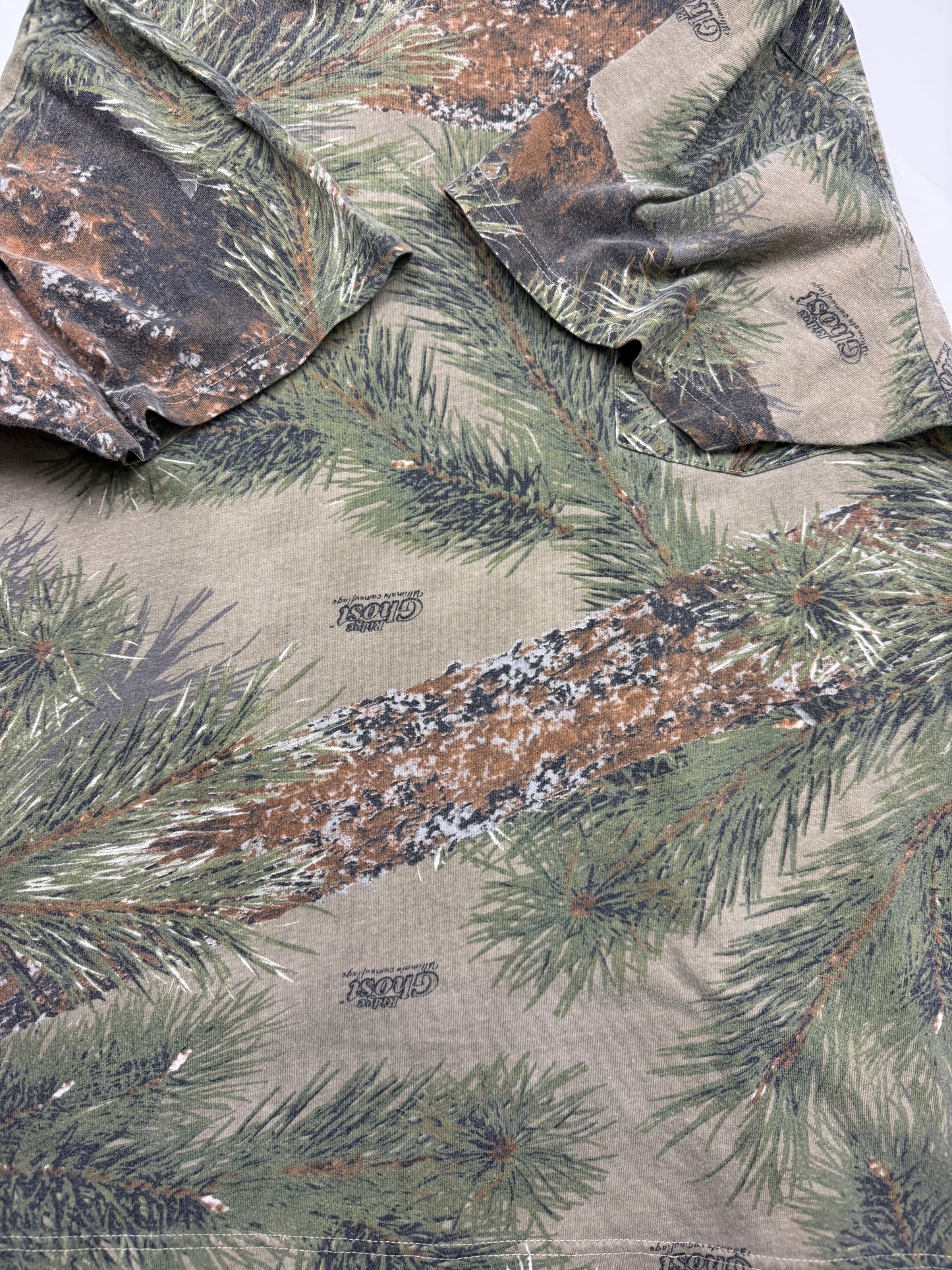 Vintage 90s WFS Element Gear Ridge Ghost Camo Cropped Boxy T Shirt Size L Camoflauge