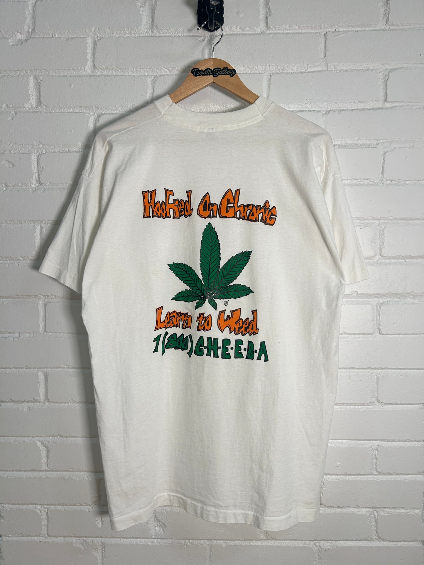 Vintage 90s Hooked On Chronic Learn To Weed Hash Bash Marijuana T-Shirt Size XL