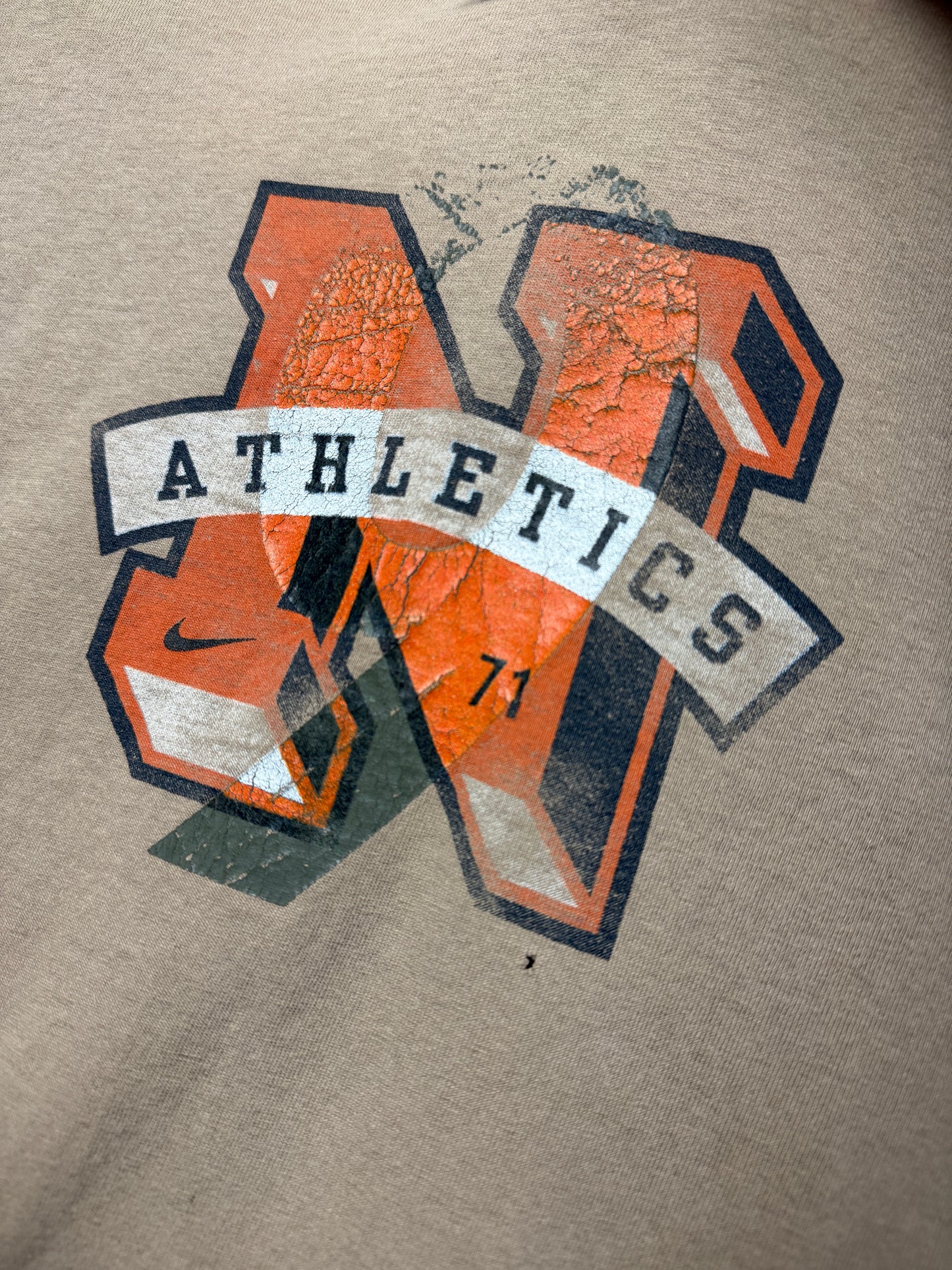 Vintage Y2K Nike Athletic #9 Big Graphic T Shirt Size L Earth Tone