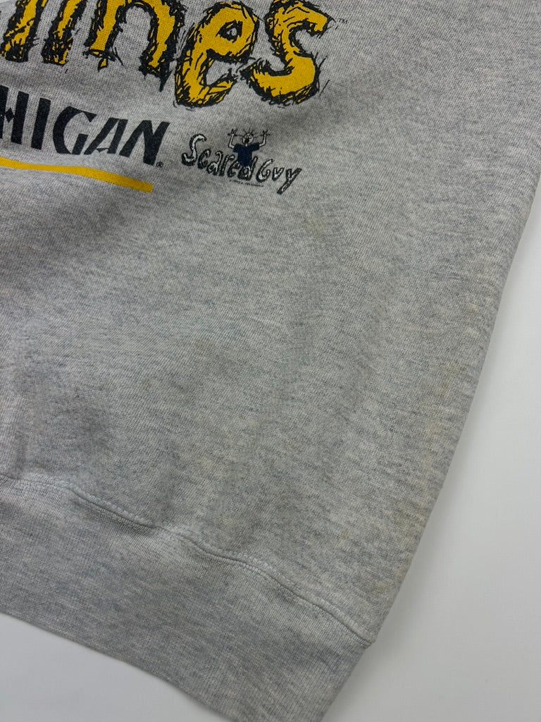 Vintage 1993 Michigan Wolverines Scared Guy NCAA Collegiate Sweatshirt Size Large 90s