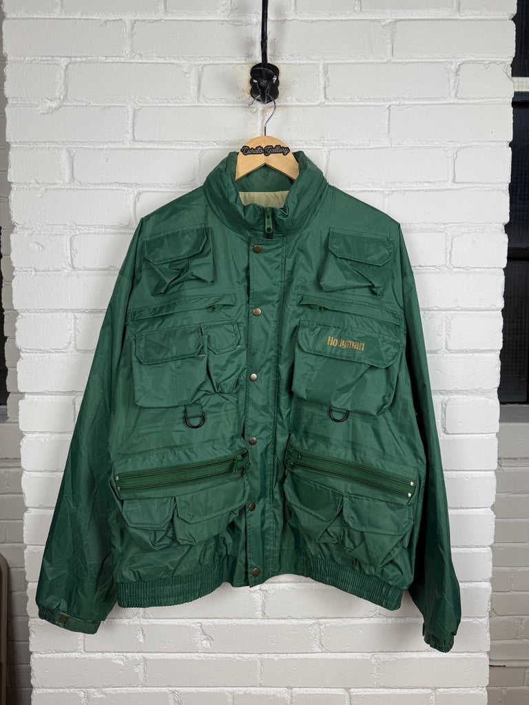 Vintage 80s/90s Holgman Lakestream Fly Fishing Multi Pocket Waterproof Jacket Size L