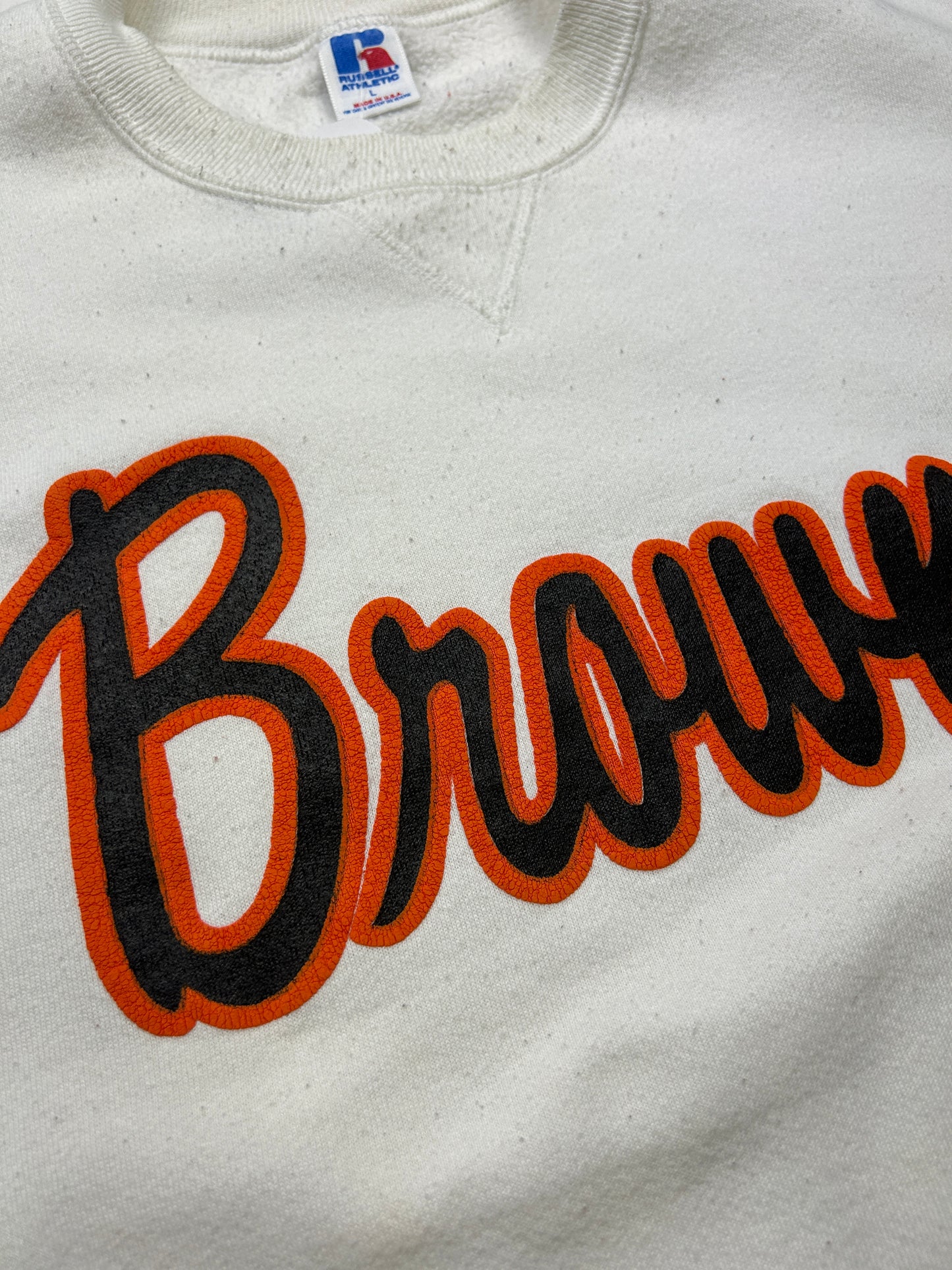 Vintage 90s Cleveland Browns Spell Out Russell Athletic NFL Sweatshirt Size L