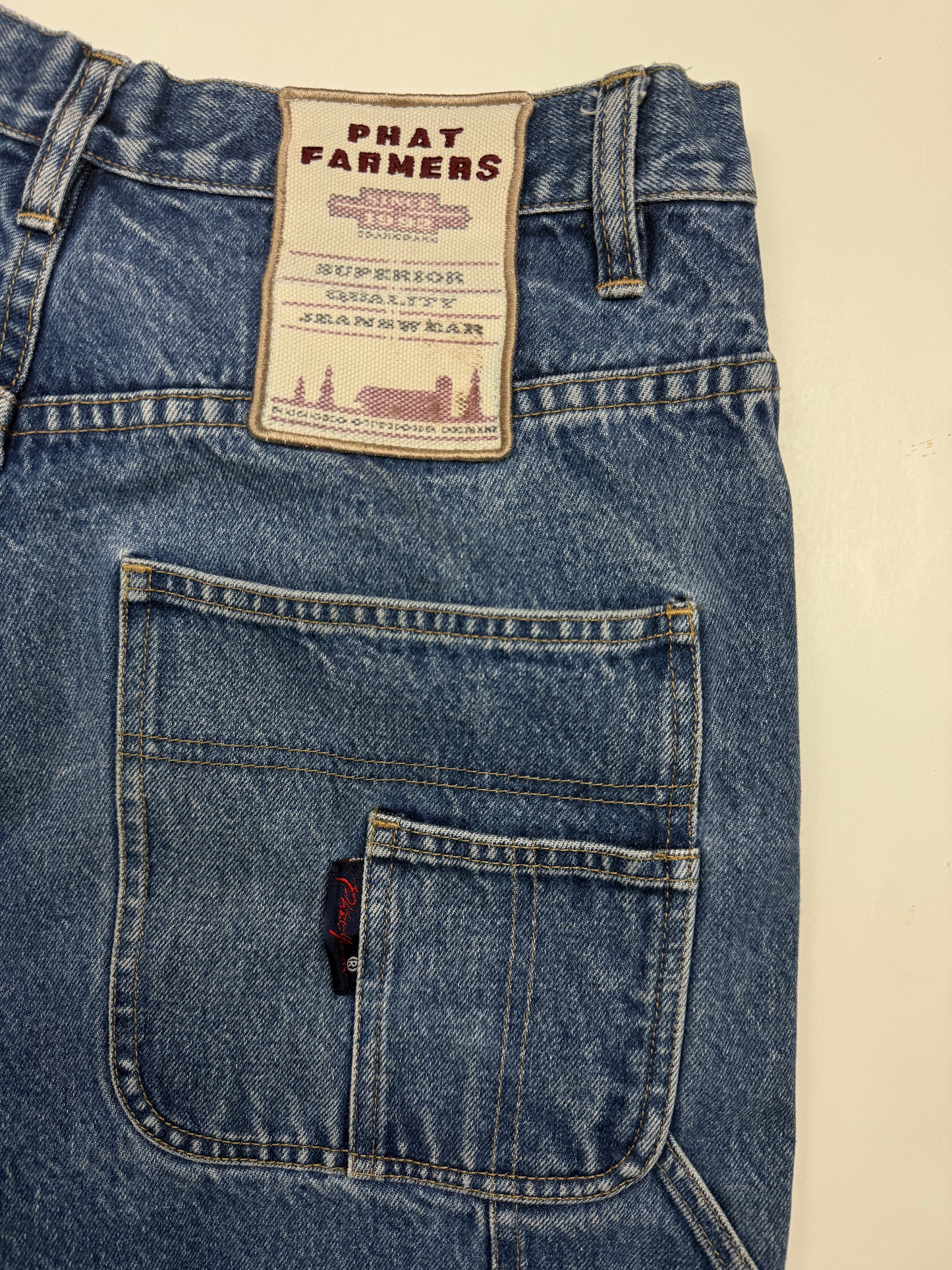 Vintage Y2K Phat Farm Carpenter Style Faded Stonewash Denim Jeans Size 30W