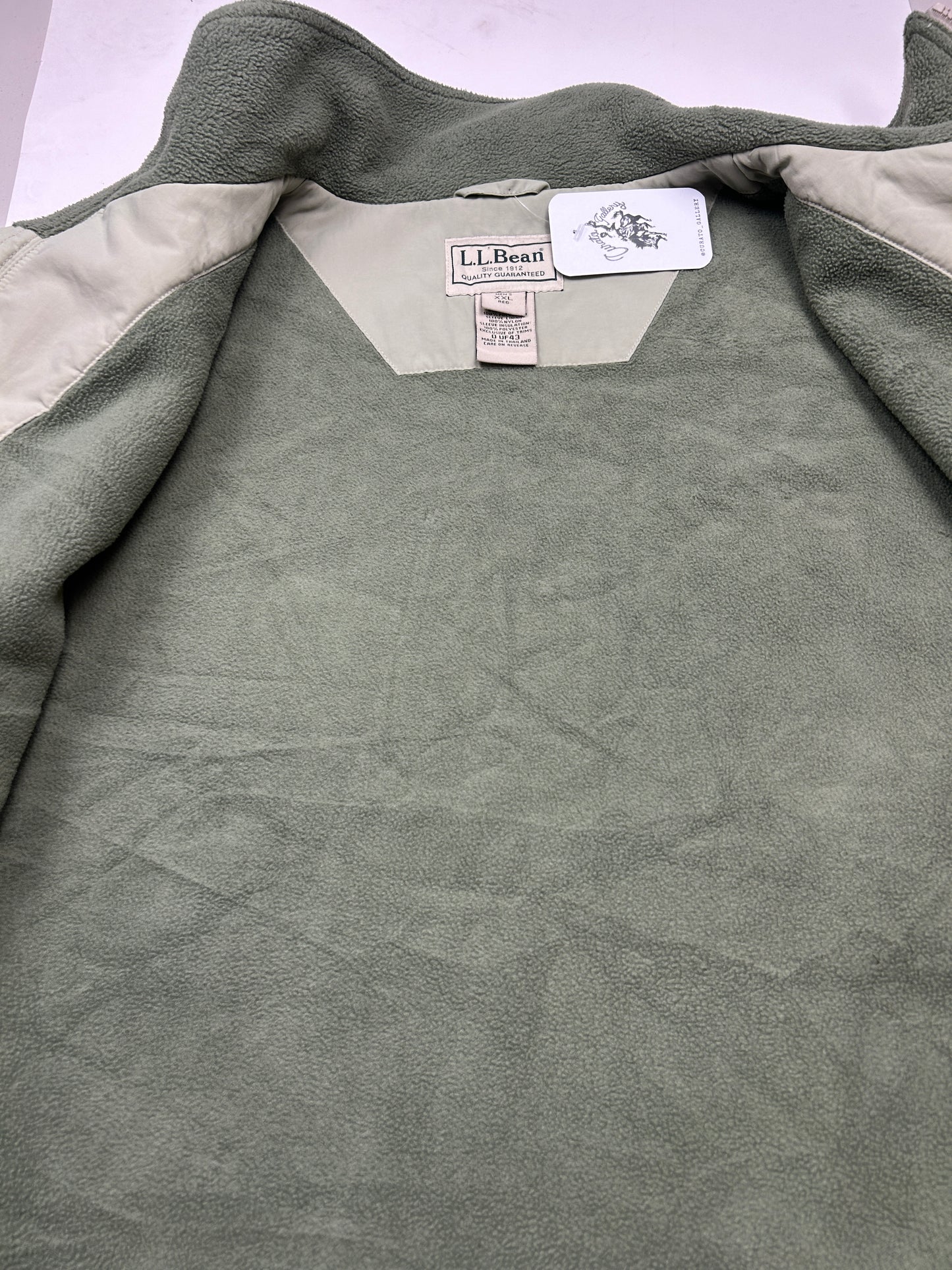 Vintage LL Bean Fleece Lined Nylon Bomber Jacket Size XXL Pistachio