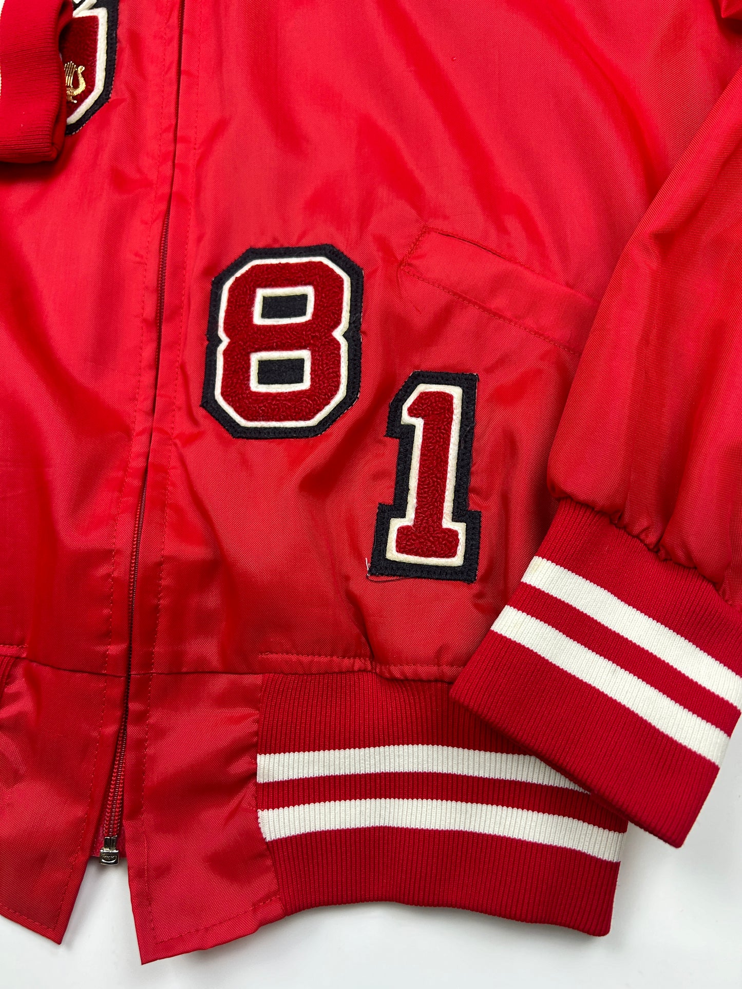 Vintage 1981 Bowling Green Band Chain Stitched Letterman Bomber Jacket Size M