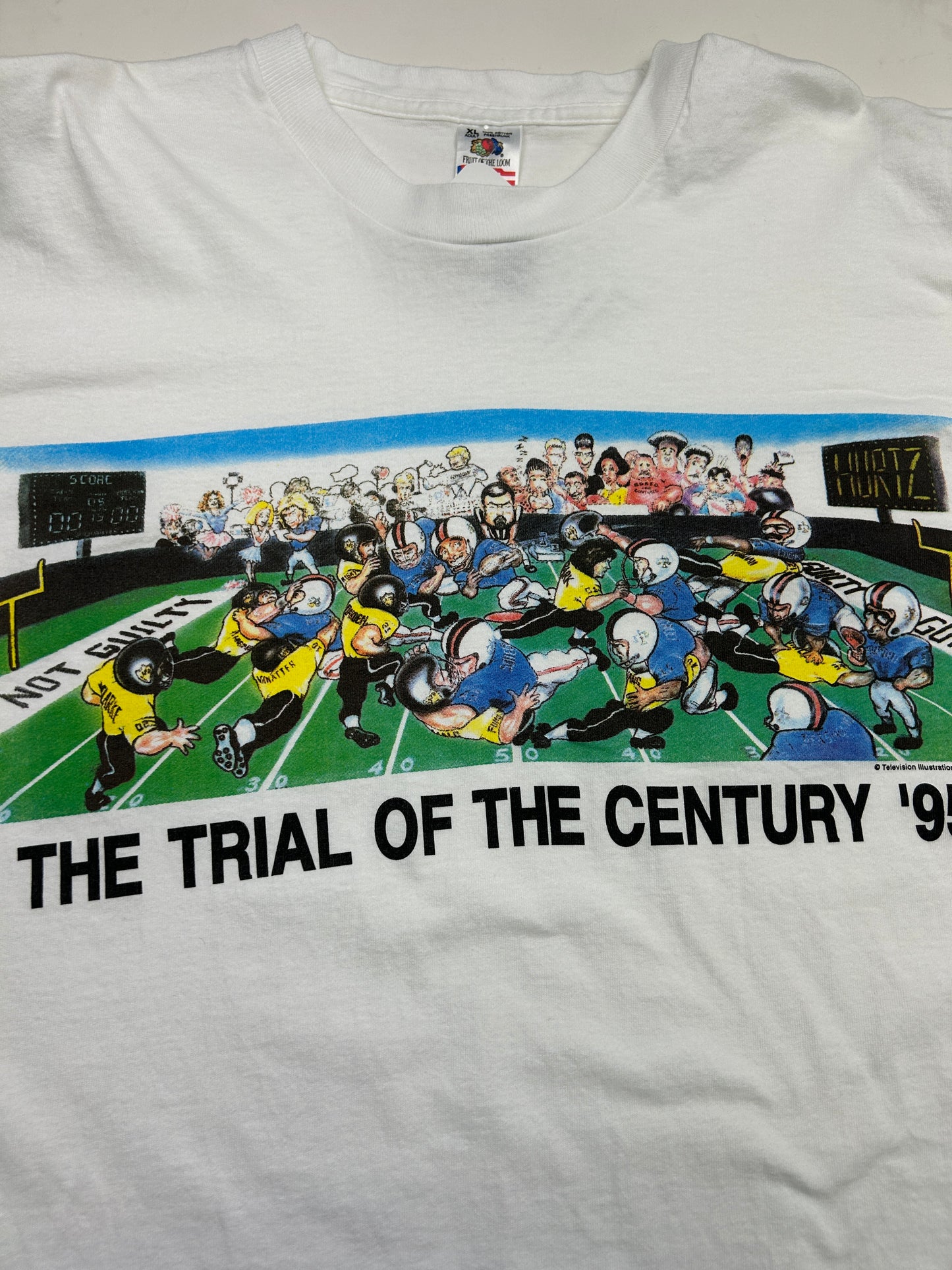 Vintage 1995 Trial Of The Century OJ Simpson Guilty Not Guilty Football T Shirt Size XL