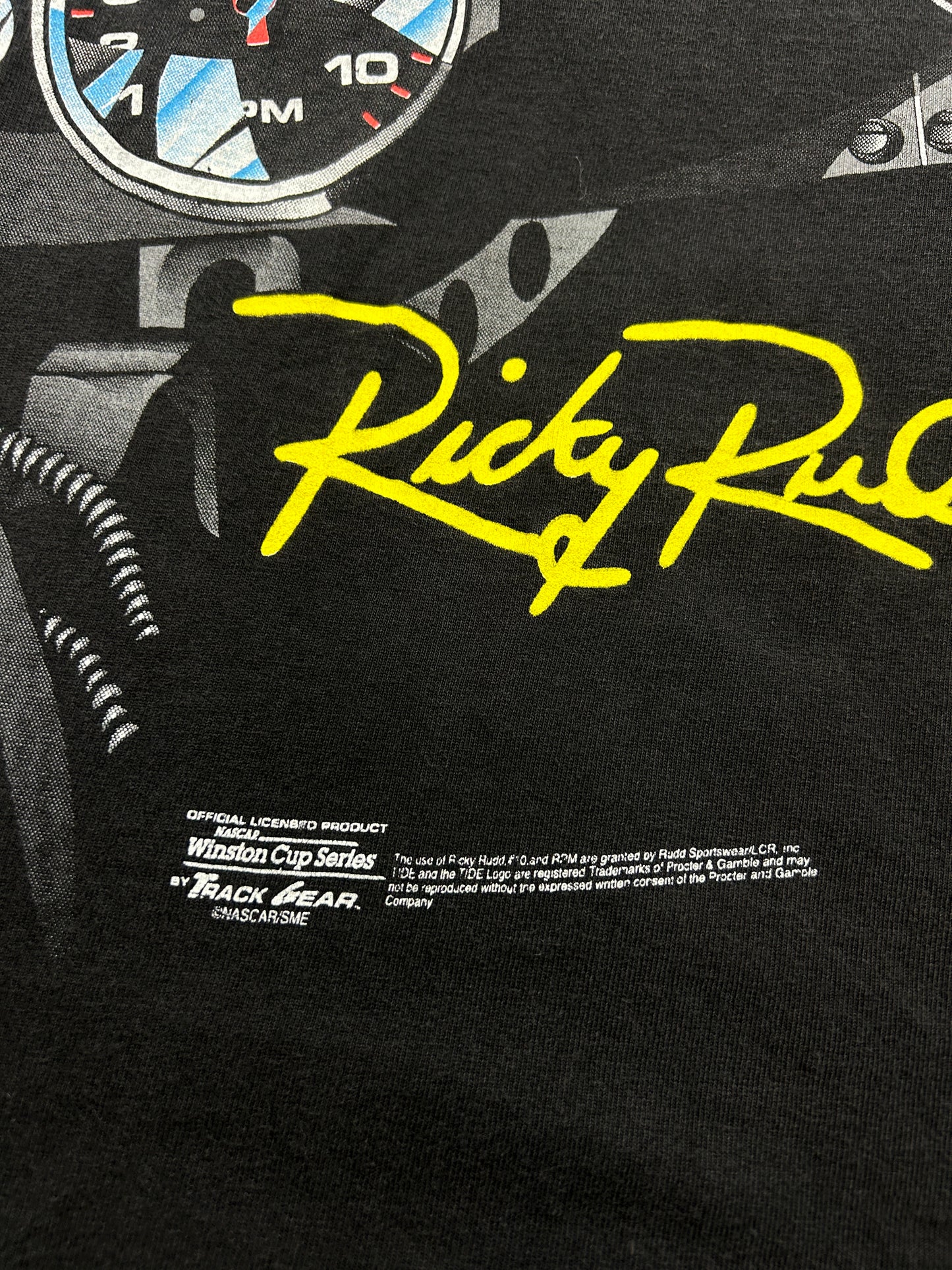 Vintage 90s Ricky Rudd Tide Racing Attack The Track Nascar AOP T Shirt Size L