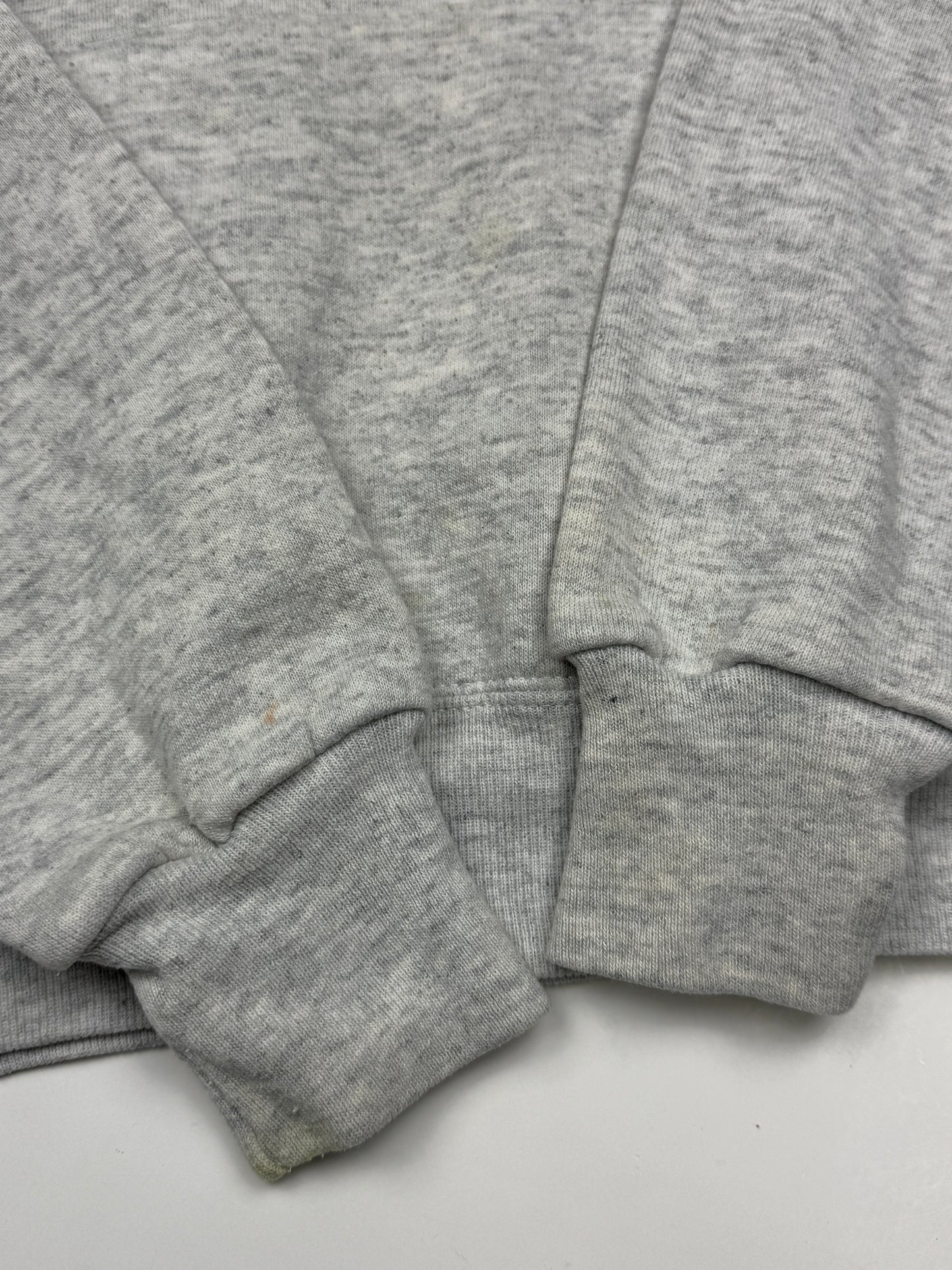 Vintage 90s Russell Athletic Cropped Boxy Fit Blank Hooded Sweatshirt Size M Heather Gray