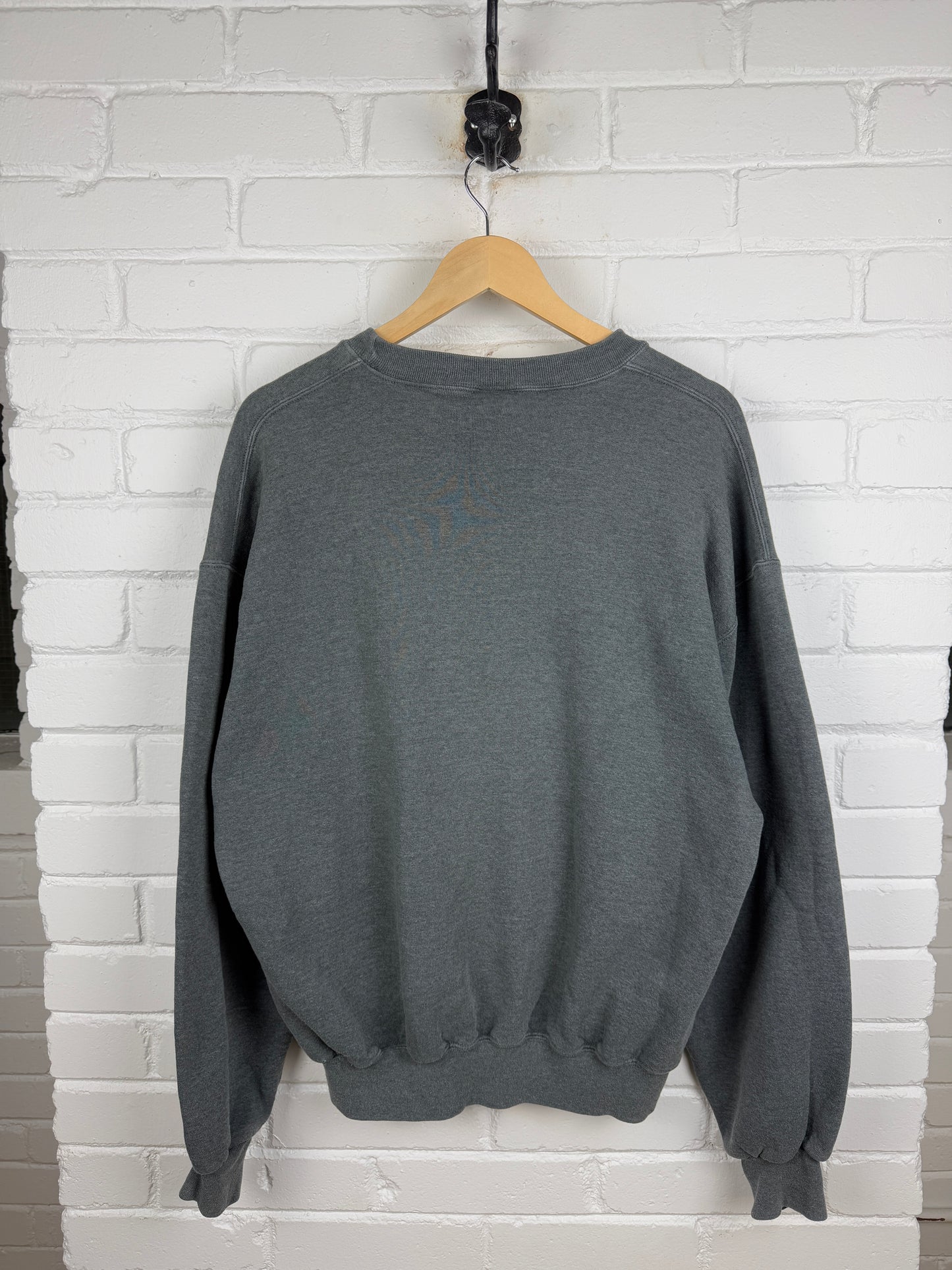 Vintage Russell Athletic Cropped Boxy Fit Blank Crewneck Sweatshirt Size XL Charcoal Gray