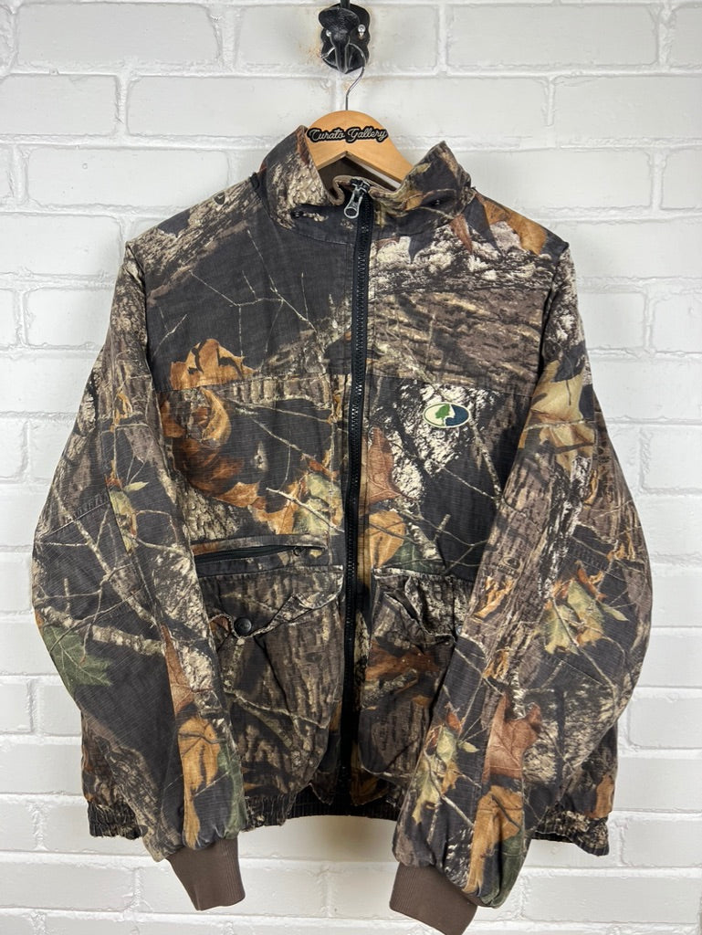 Mossy Oak Real Tree Camo Rip Stop Insulated Full Zip bomber Jacket Size XL Earth Tones