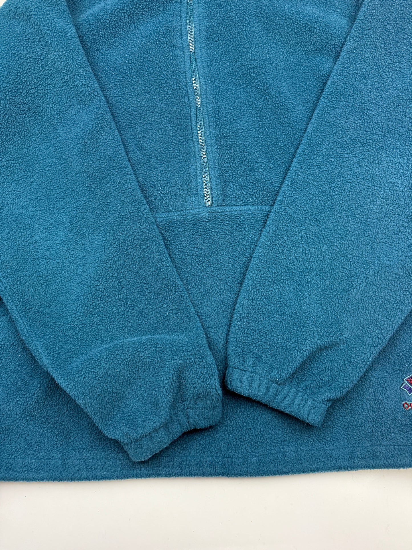 Vintage 90s Wind River Outfitting Embroidered Crest 1/2 Zip Fleece Sweater Size M