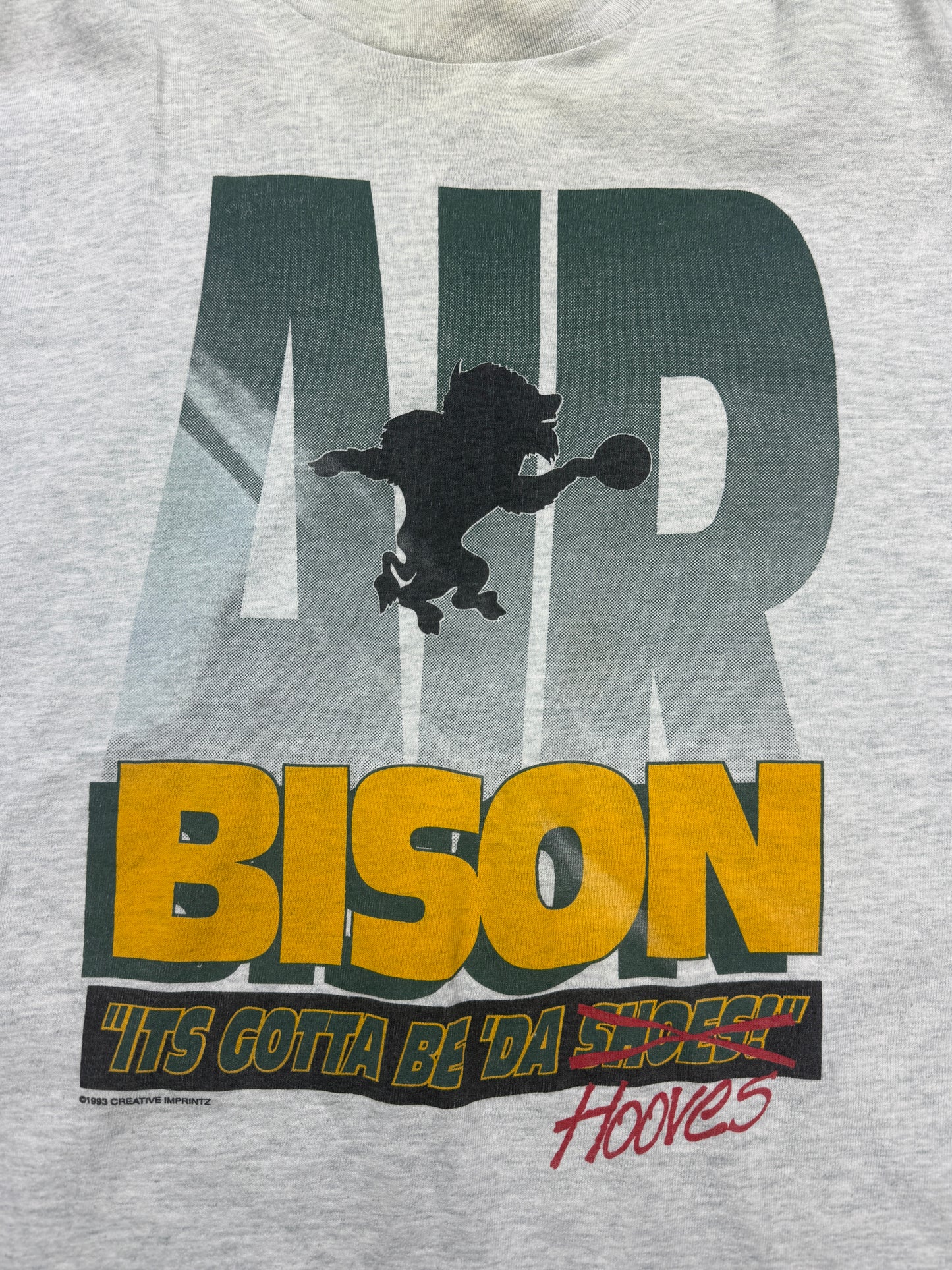 Vintage 1993 Air Bison Its Gotta Be Da Hooves NDSU Basketball NCAA T Shirt Size XXL 90s